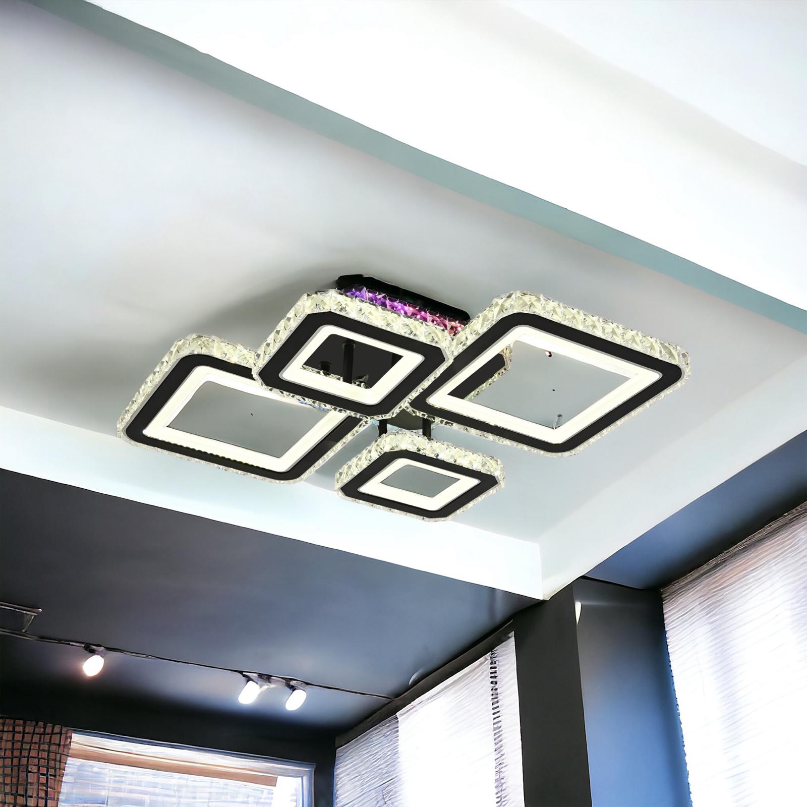 Lustra LED 2+2 DIAMOND RGB Black Cristal Echivalent 400W