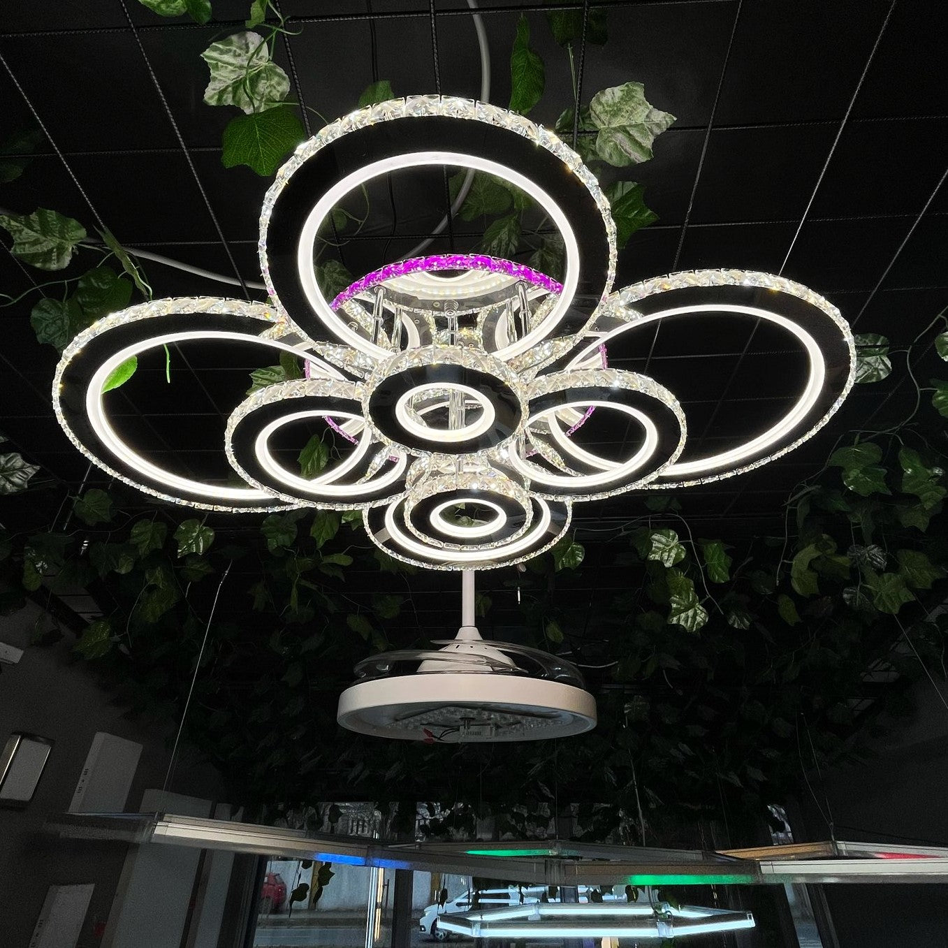 Lustra LED 434W 4+4 CIRCLE Cristal Super Gigant RGB Echivalent 1200W