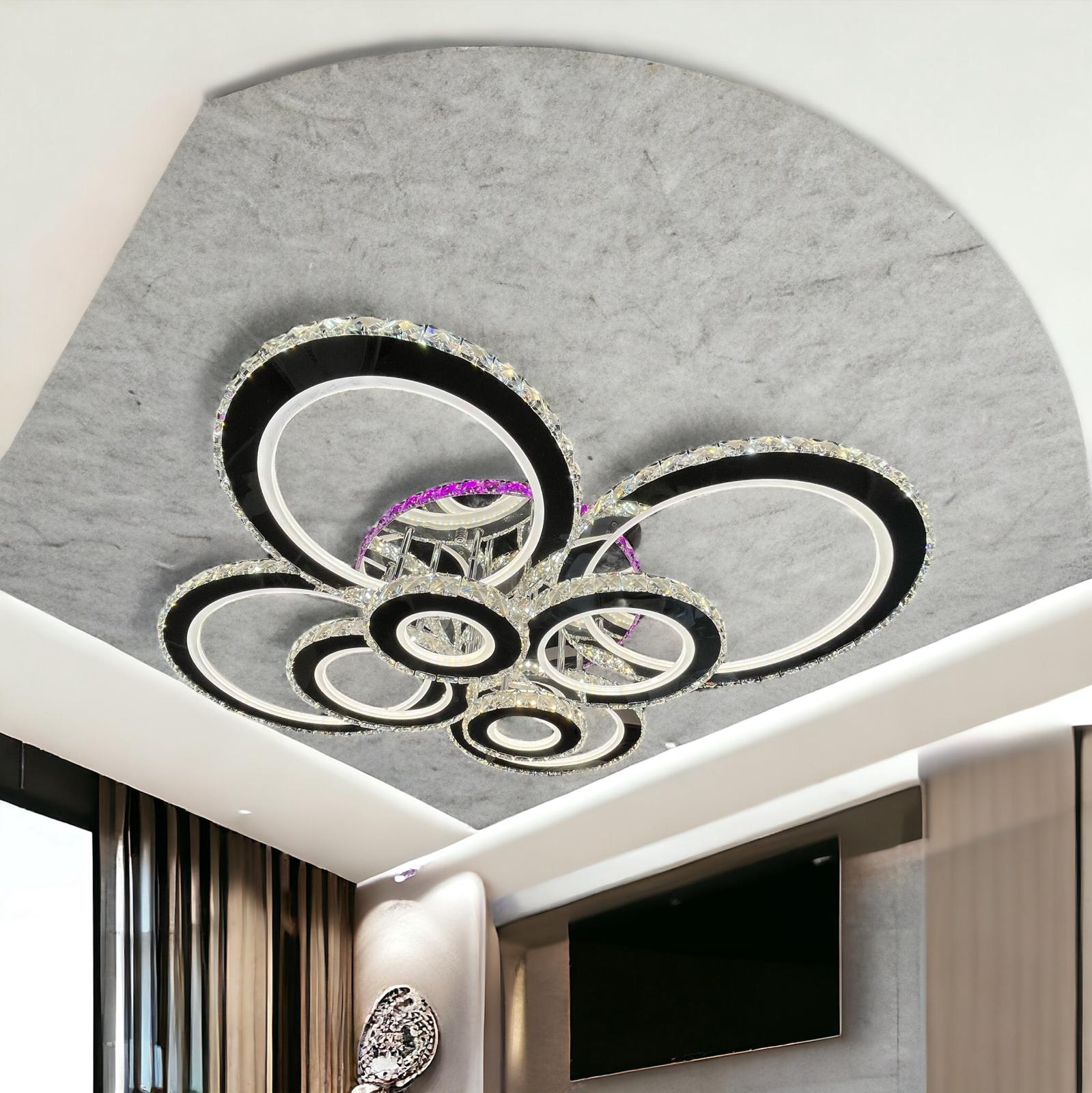 Lustra LED 434W 4+4 CIRCLE Cristal Super Gigant RGB Echivalent 1200W