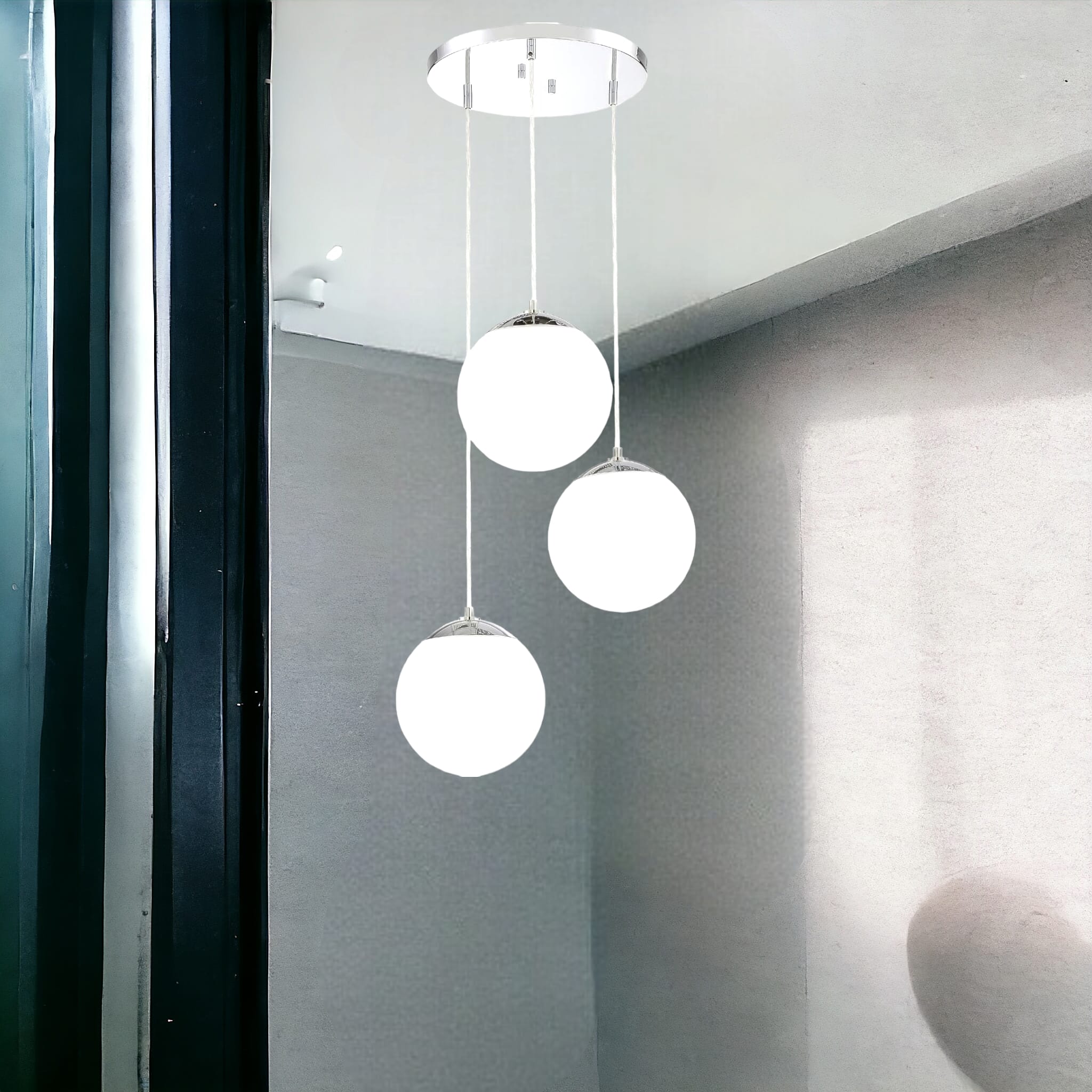 Lustra Abajur Mat SILVER LUXURY STAIRCASE 3XE27