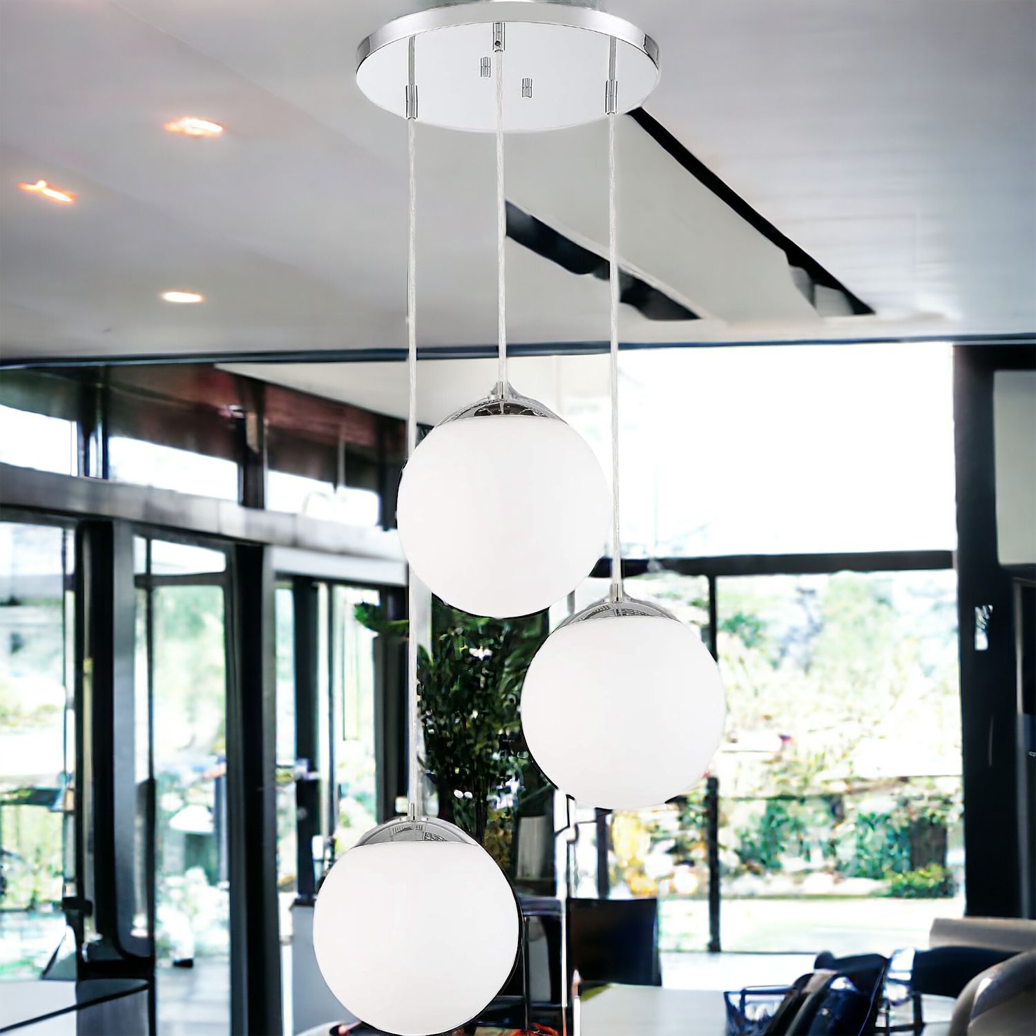 Lustra Abajur Mat Silver Luxury Staircase 3Xe27 Chandeliers