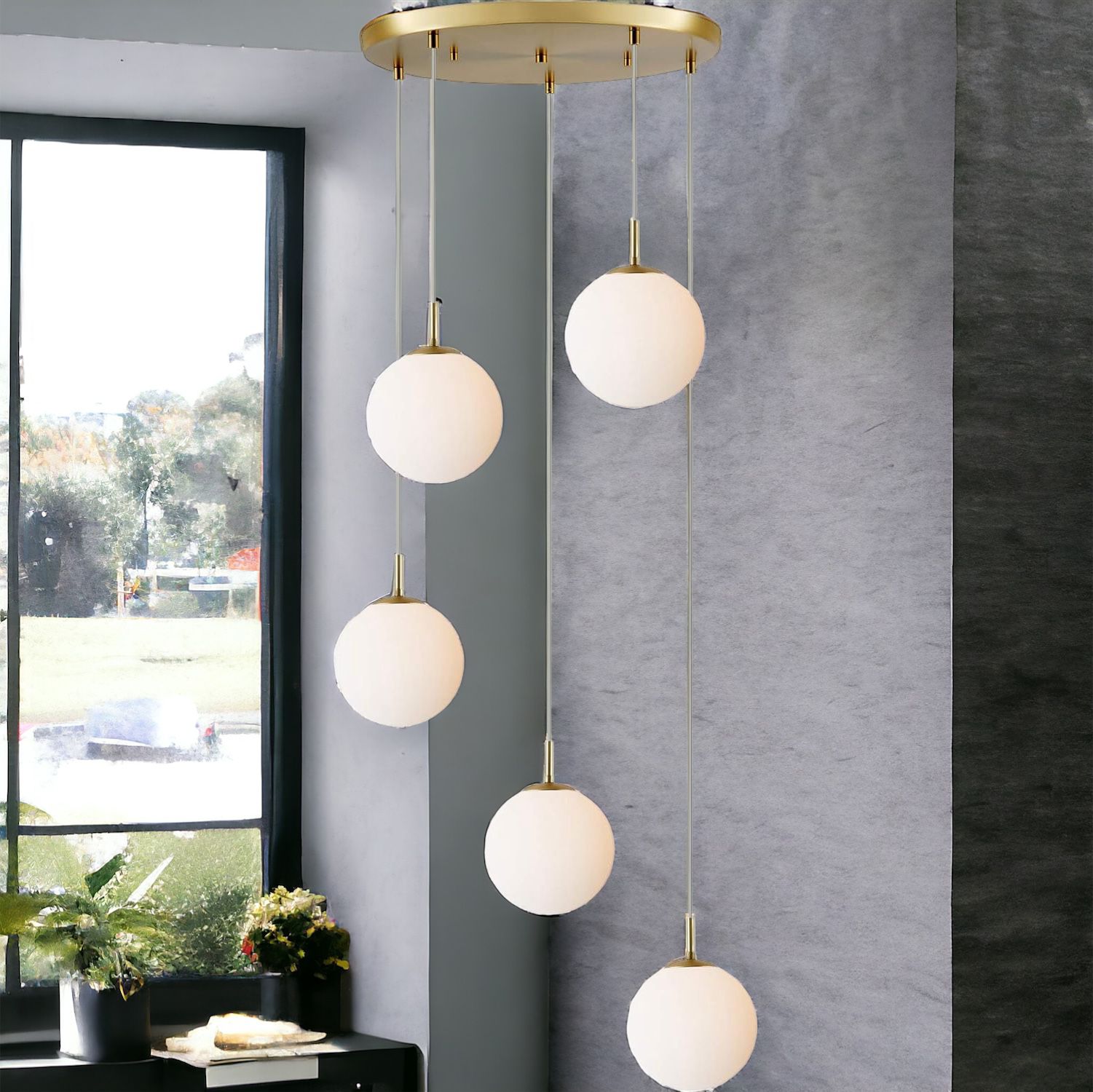 Lustra Abajur Mat GOLD LUXURY STAIRCASE 5XE27