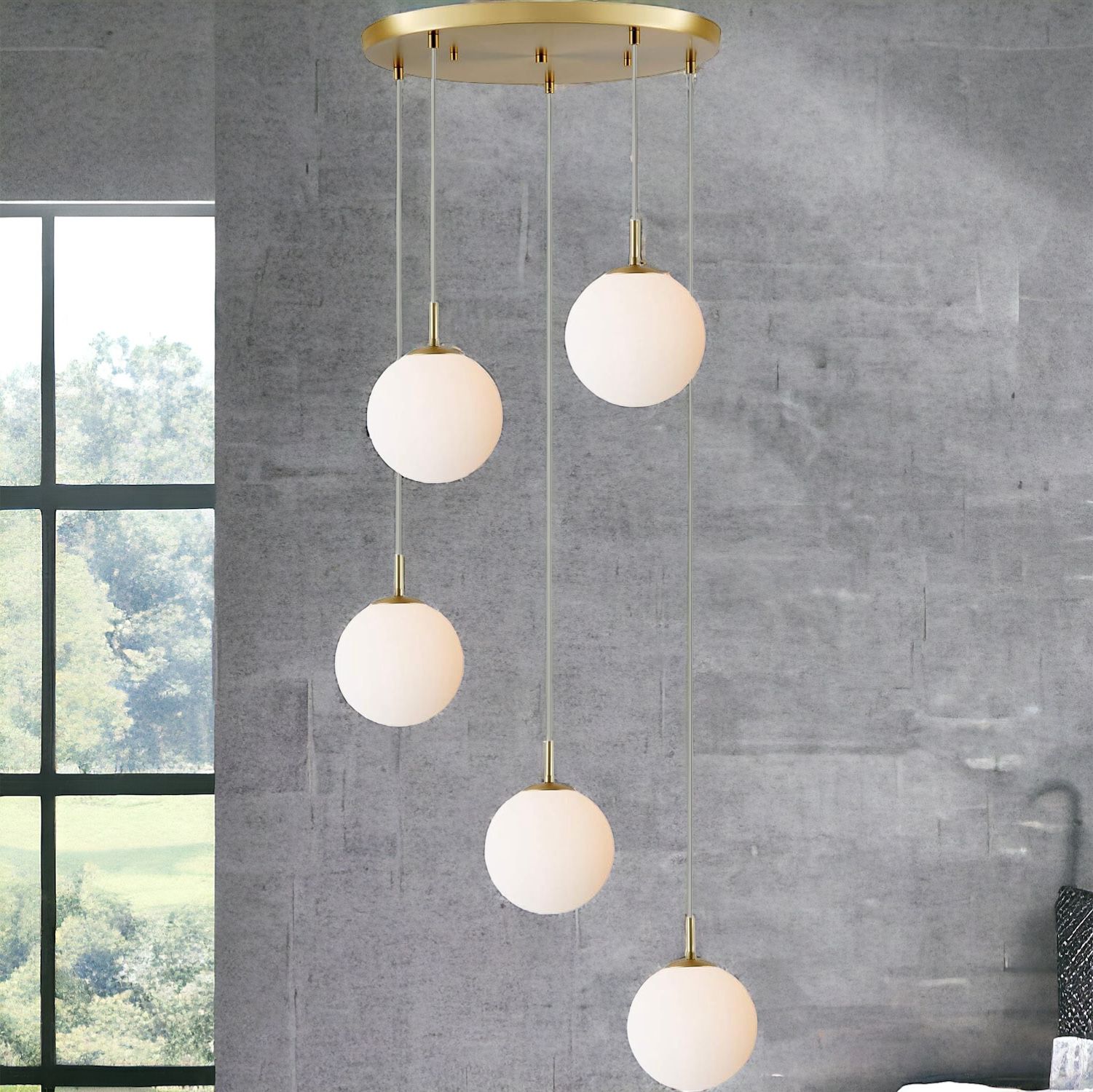 Lustra Abajur Mat GOLD LUXURY STAIRCASE 5XE27