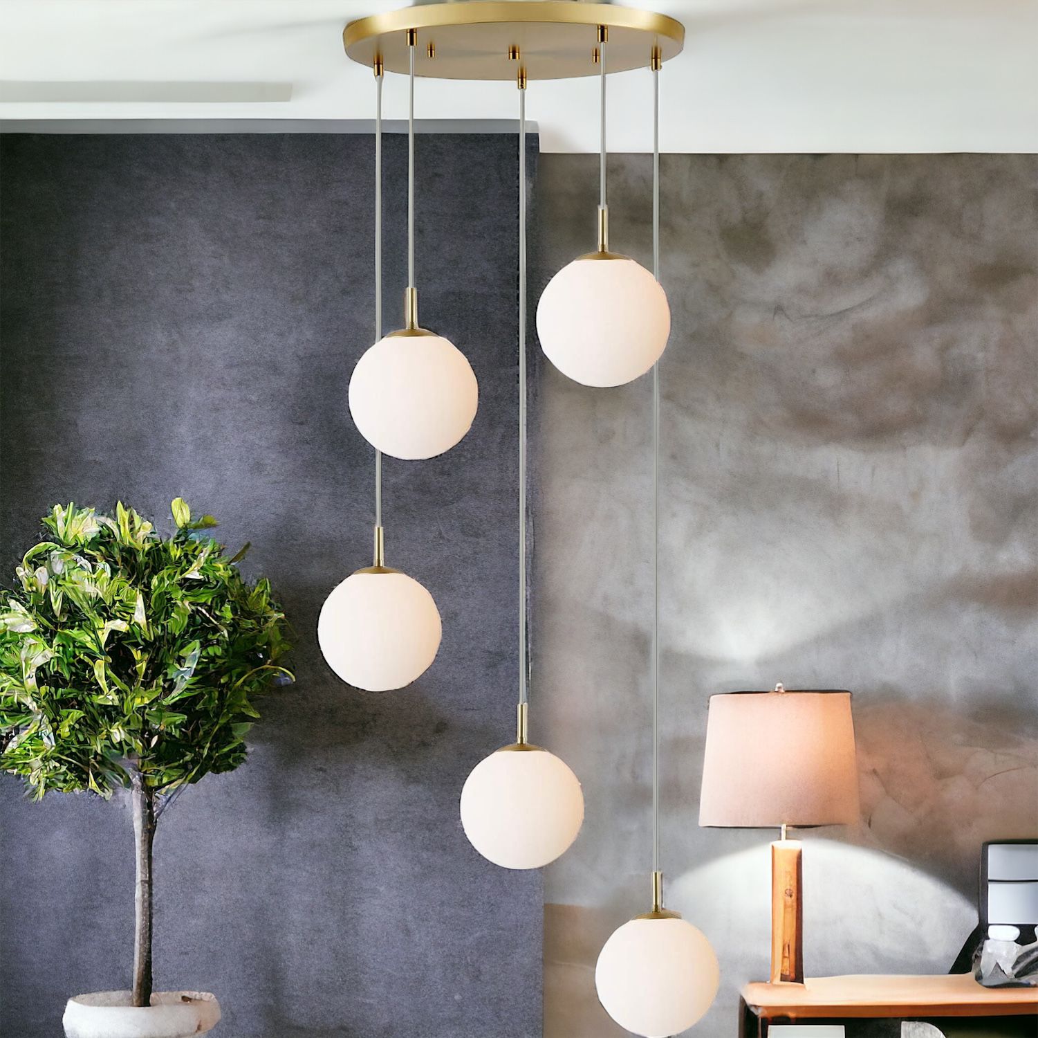 Lustra Abajur Mat GOLD LUXURY STAIRCASE 5XE27