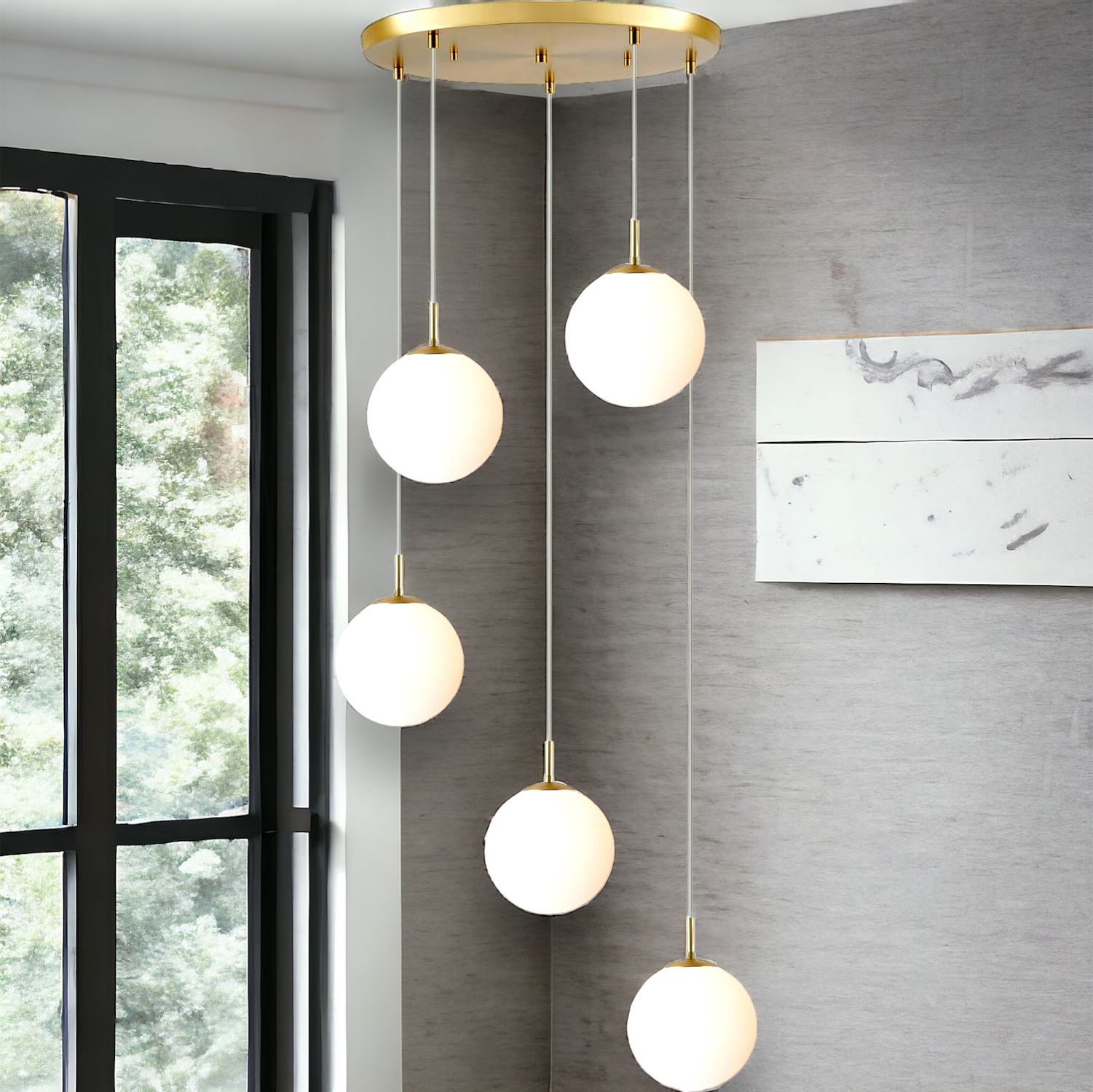 Lustra Abajur Mat GOLD LUXURY STAIRCASE 5XE27