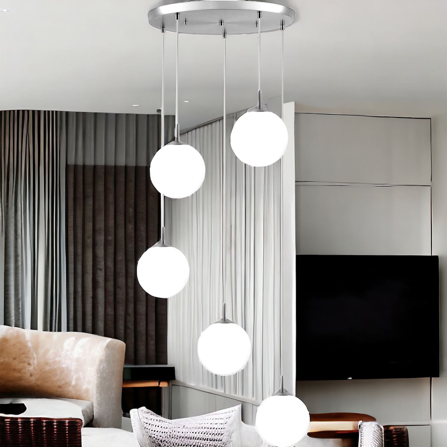 Lustra Abajur Mat SILVER LUXURY STAIRCASE 5XE27