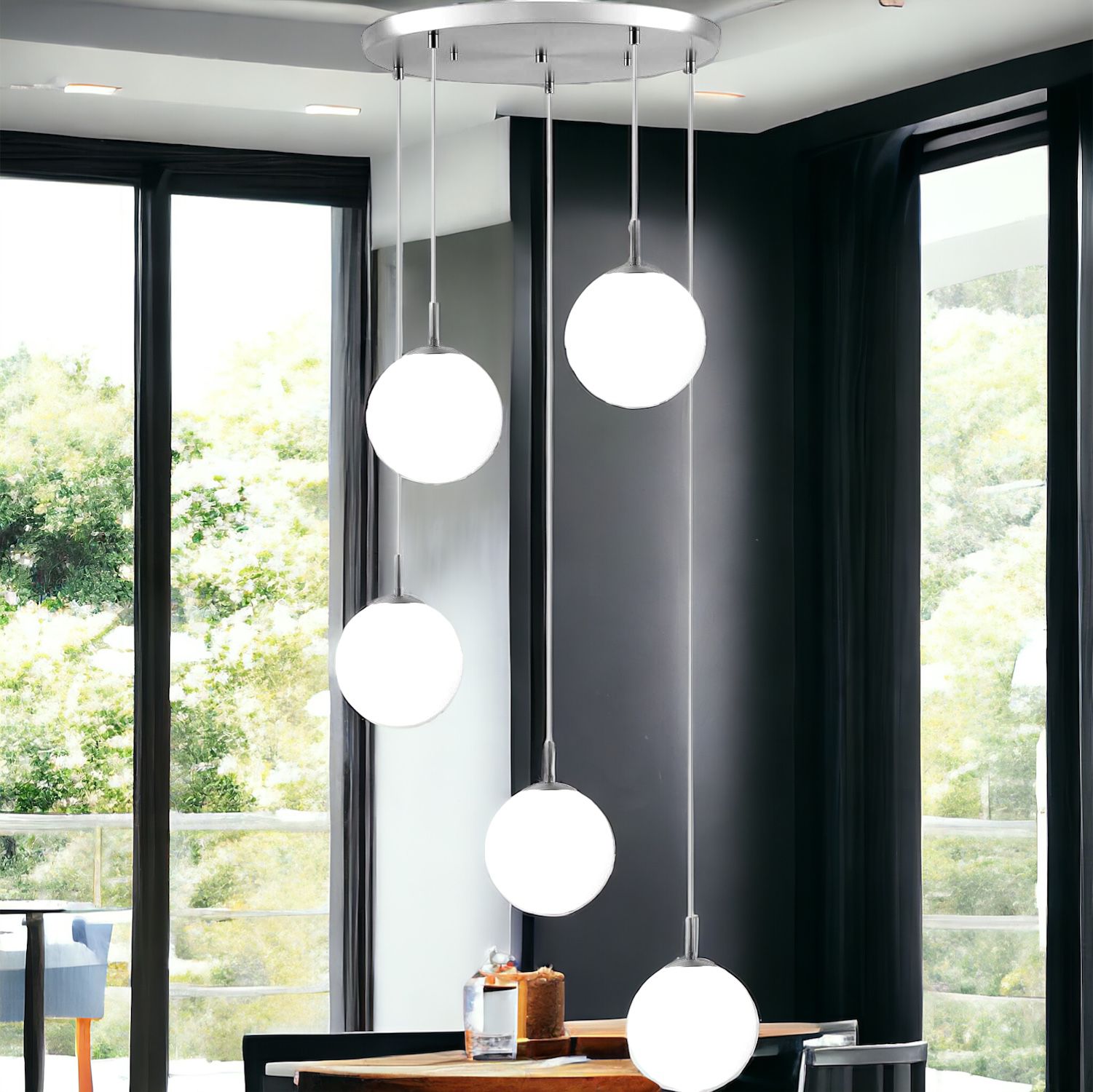 Lustra Abajur Mat SILVER LUXURY STAIRCASE 5XE27