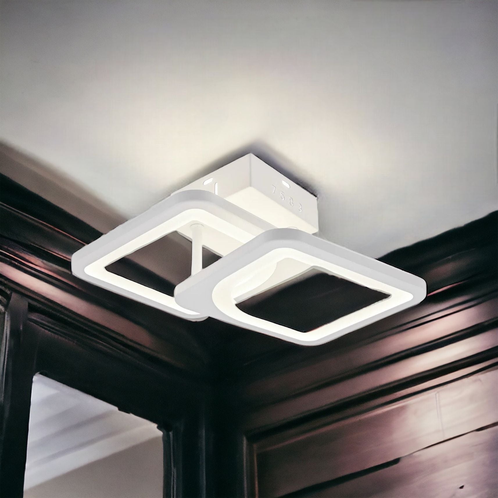 Lustra LED Yanna Square ALB Echivalent 120W Telecomanda