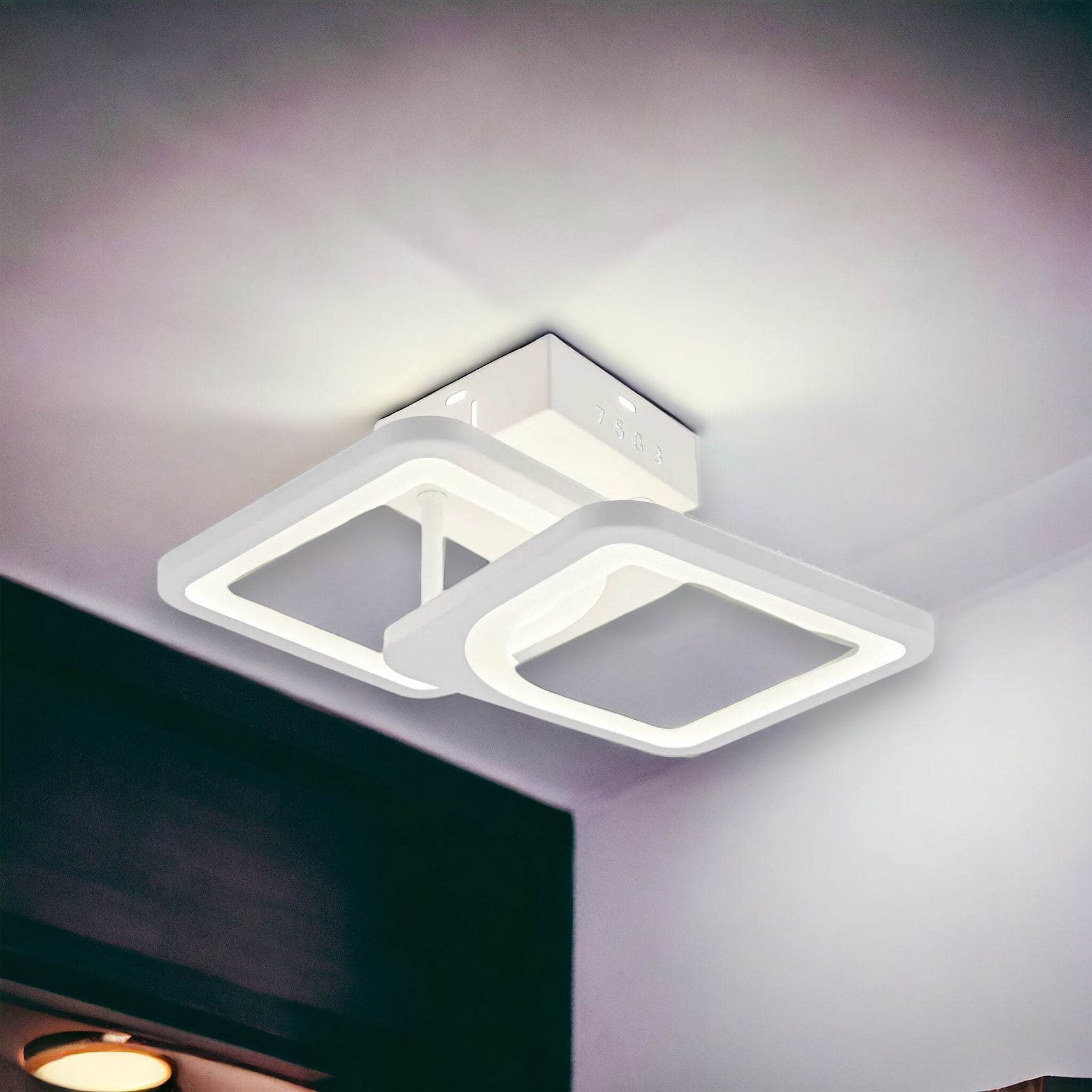 Lustra LED Yanna Square ALB Echivalent 120W Telecomanda