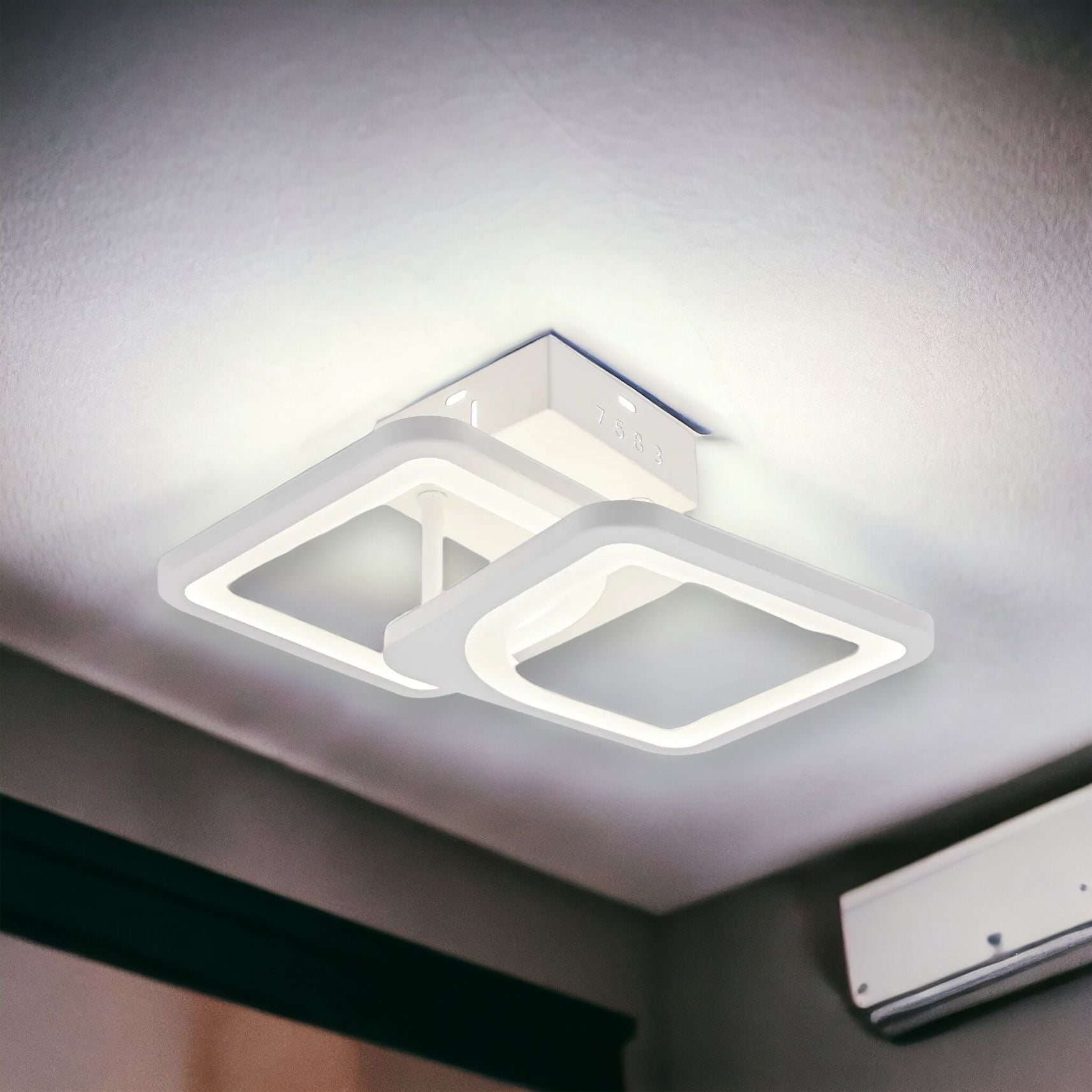 Lustra LED Yanna Square ALB Echivalent 120W Telecomanda