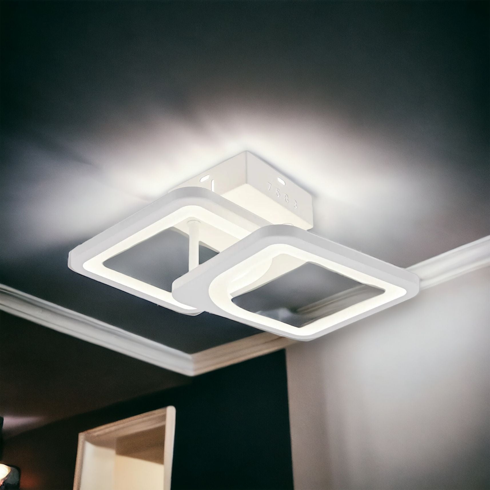 Lustra LED Yanna Square ALB Echivalent 120W Telecomanda