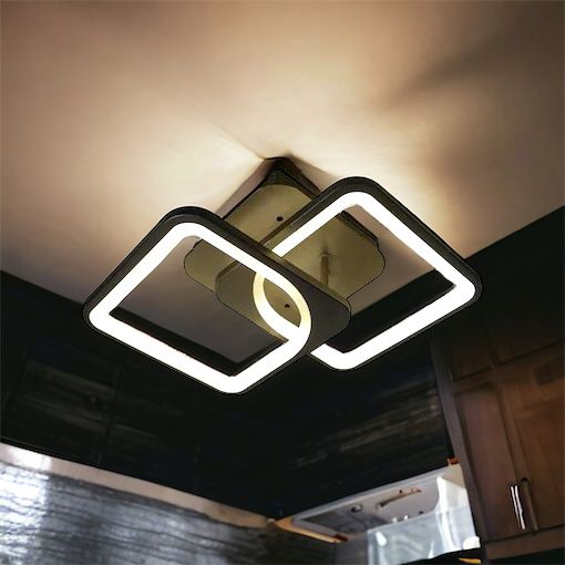 Lustra LED 1+1 Square Design Black Echivalent 300W Telecomanda