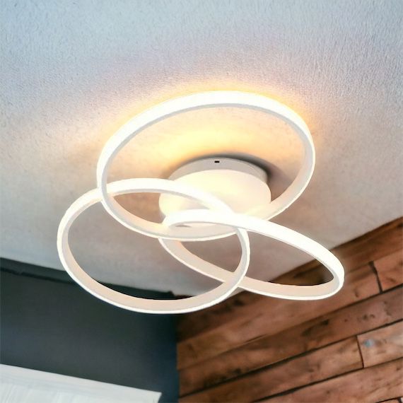 Lustra LED Three RINGS White Echivalent 400W cu Telecomanda