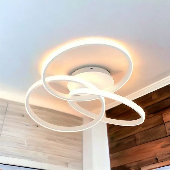 Lustra LED Three RINGS White Echivalent 400W cu Telecomanda