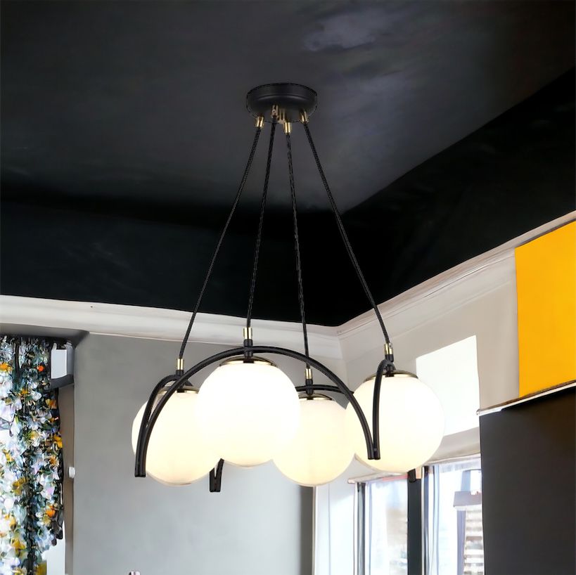 Lustra Abajur MAT Neagra 4xE27 MX420-4