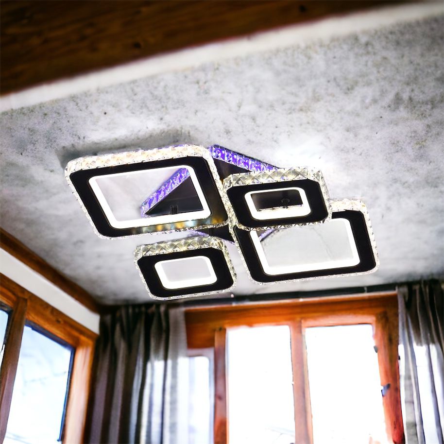 Lustra LED 2+2 DIAMOND RGB Black Cristal Echivalent 400W