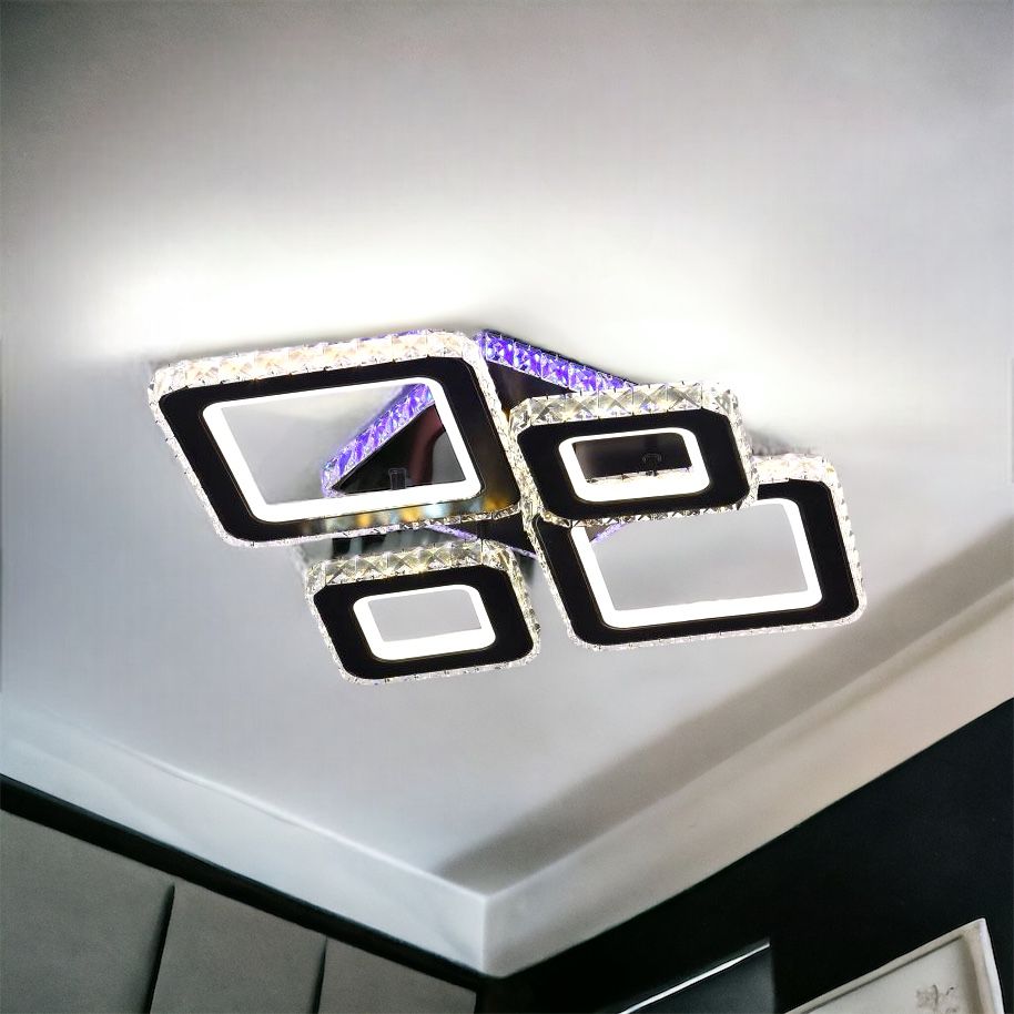 Lustra LED 2+2 DIAMOND RGB Black Cristal Echivalent 400W