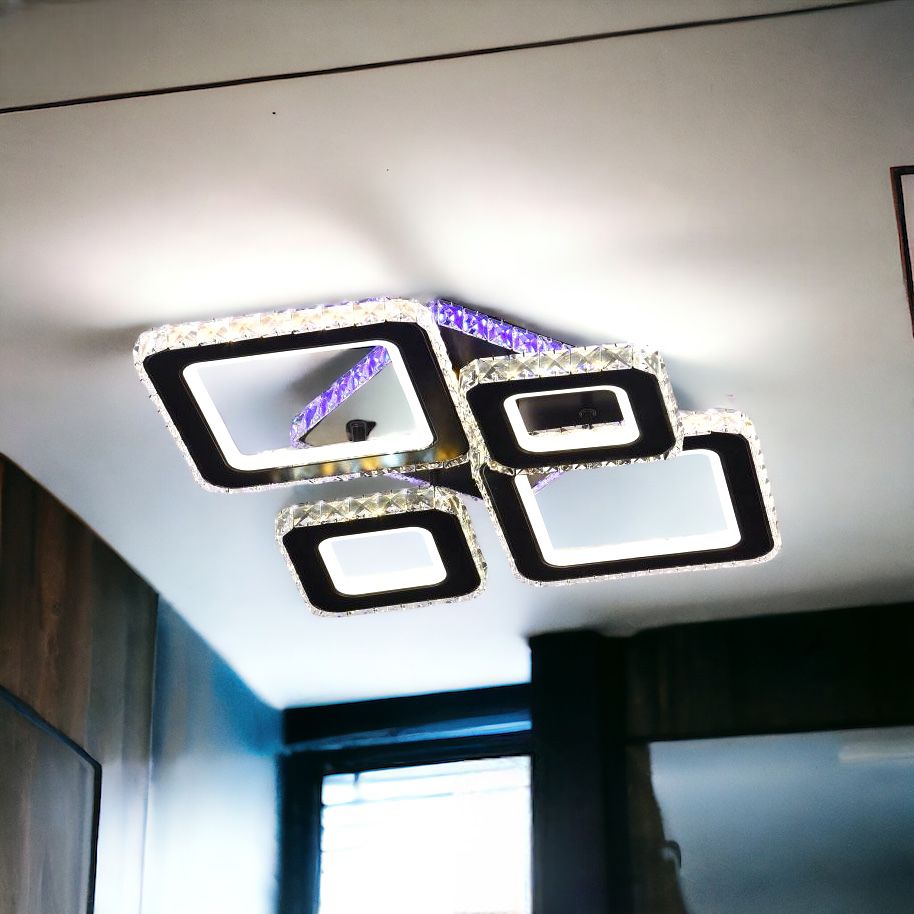 Lustra LED 2+2 DIAMOND RGB Black Cristal Echivalent 400W