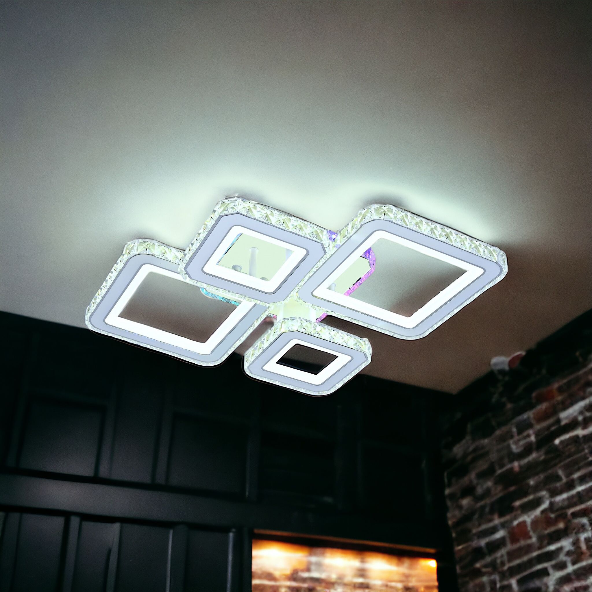 Lustra LED 2+2 DIAMOND RGB Alb Cristal Echivalent 400W