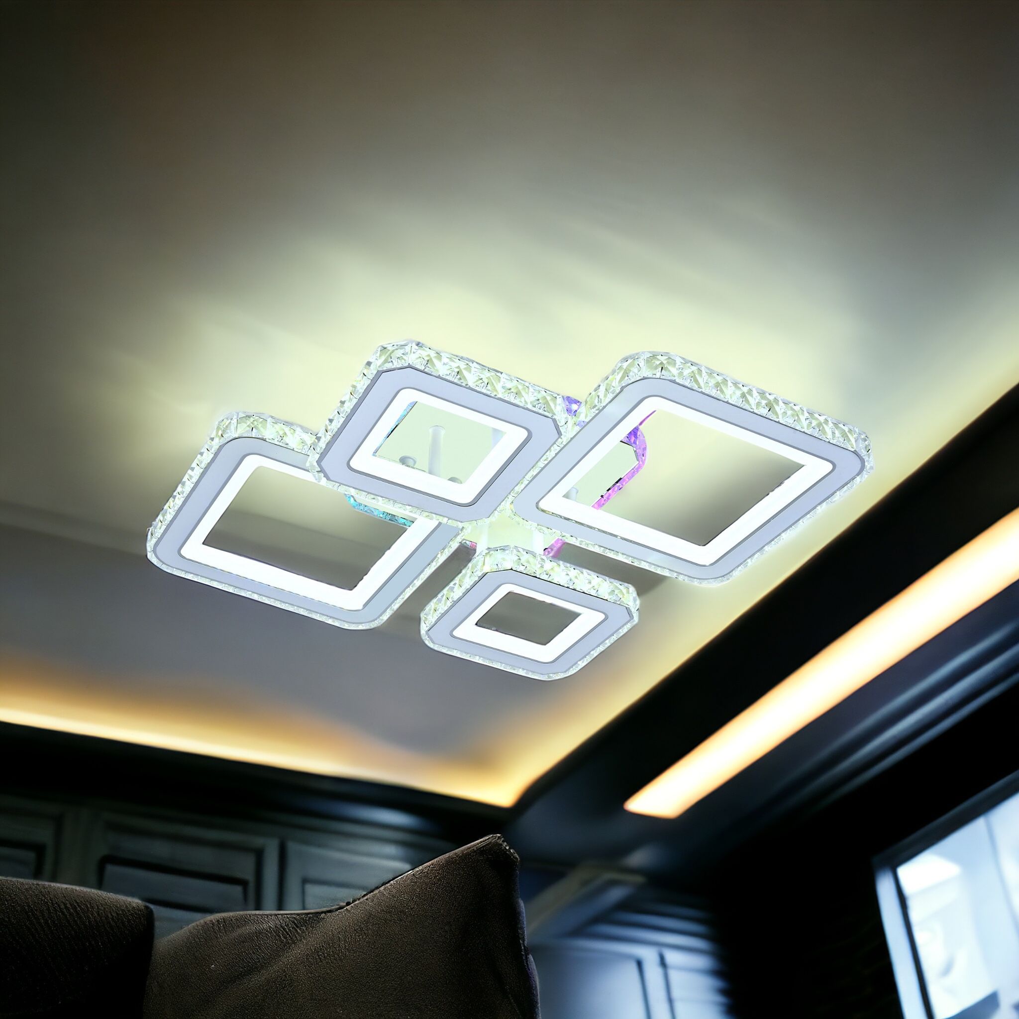 Lustra LED 2+2 DIAMOND RGB Alb Cristal Echivalent 400W