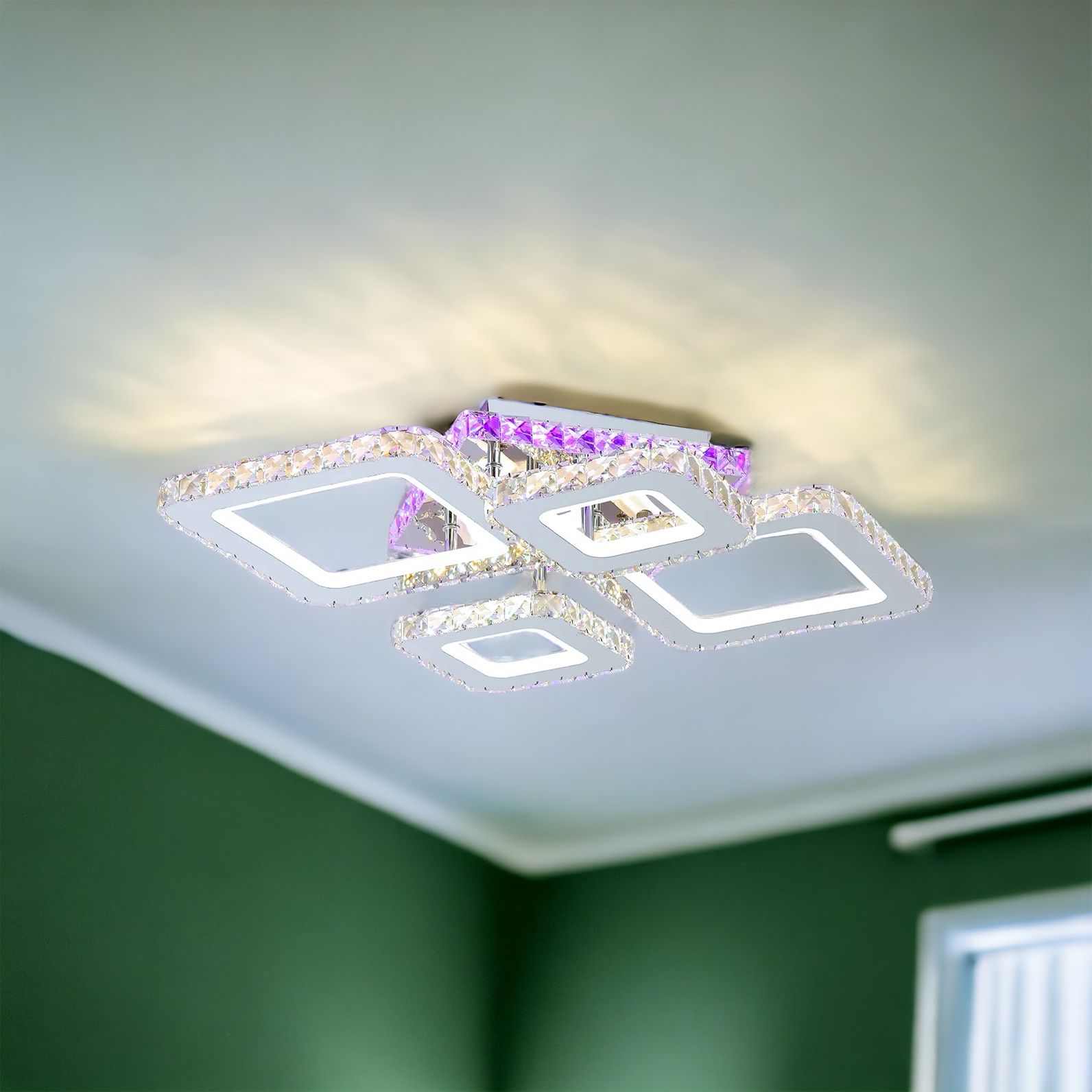 Lustra LED 2+2 DIAMOND RGB Chrome Cristal Echivalent 400W