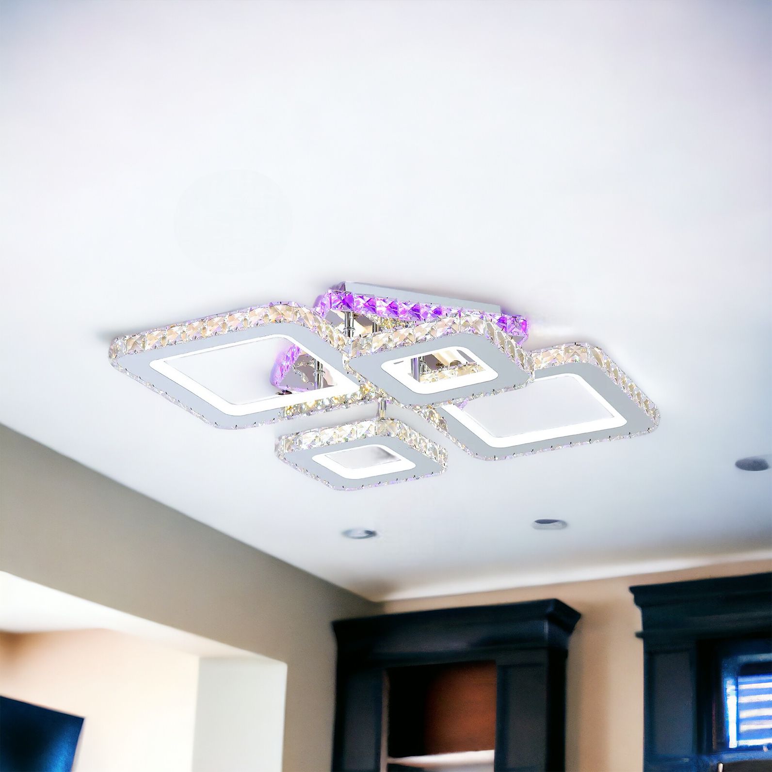 Lustra LED 2+2 DIAMOND RGB Chrome Cristal Echivalent 400W