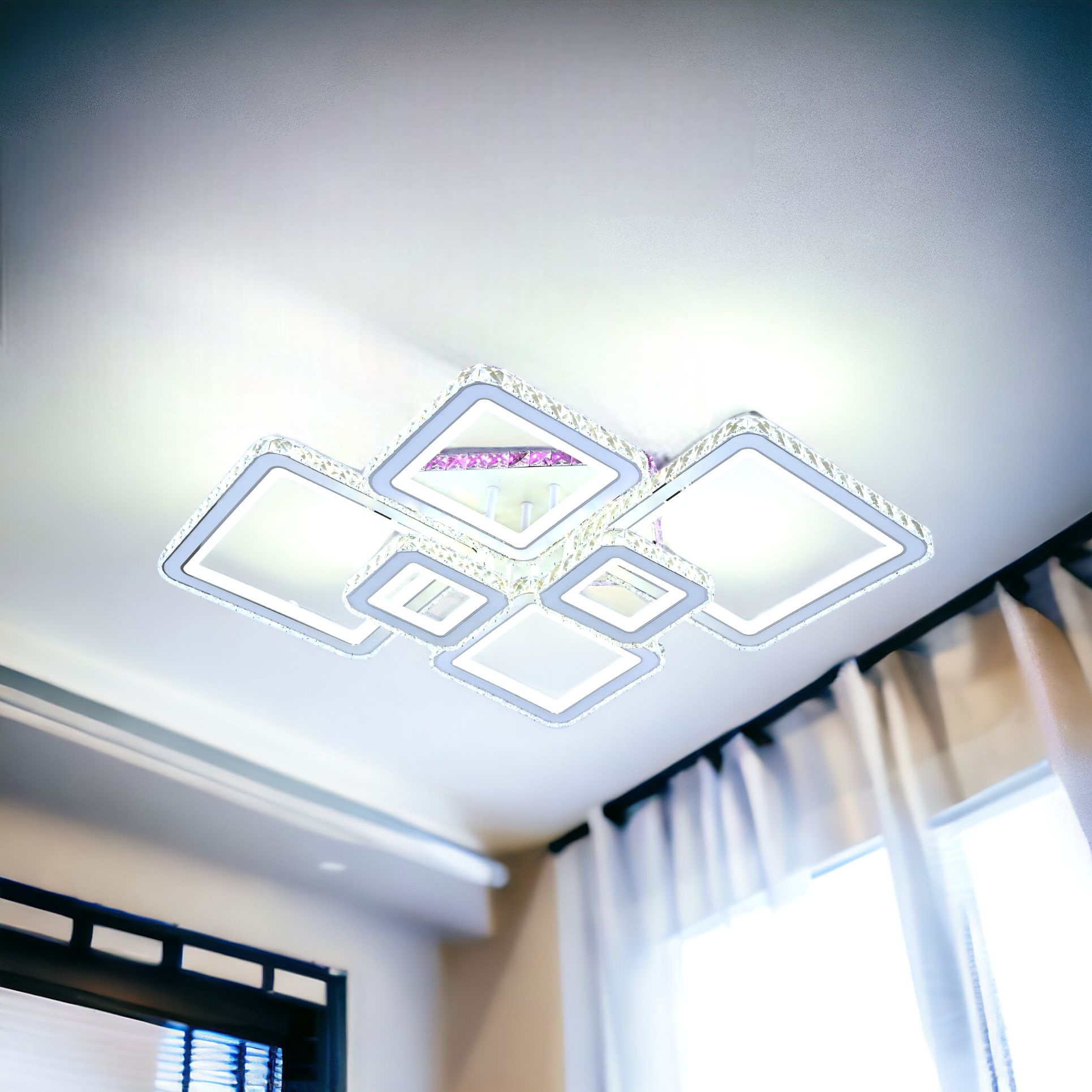 Lustra LED 4+2 DIAMOND RGB Alba Cristal Echivalent 1000W