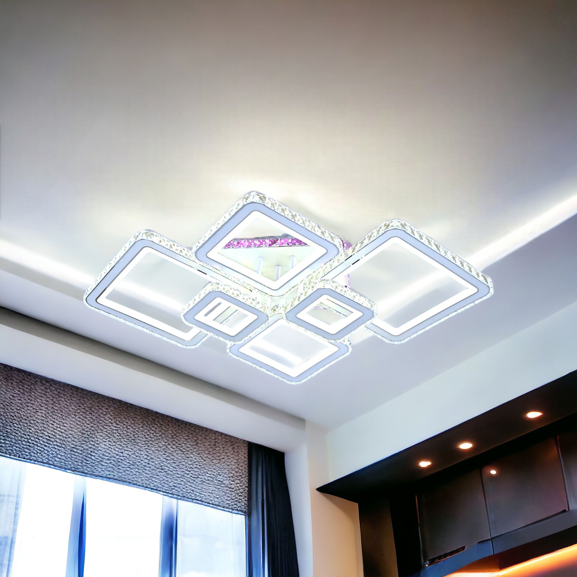 Lustra LED 4+2 DIAMOND RGB Alba Cristal Echivalent 1000W