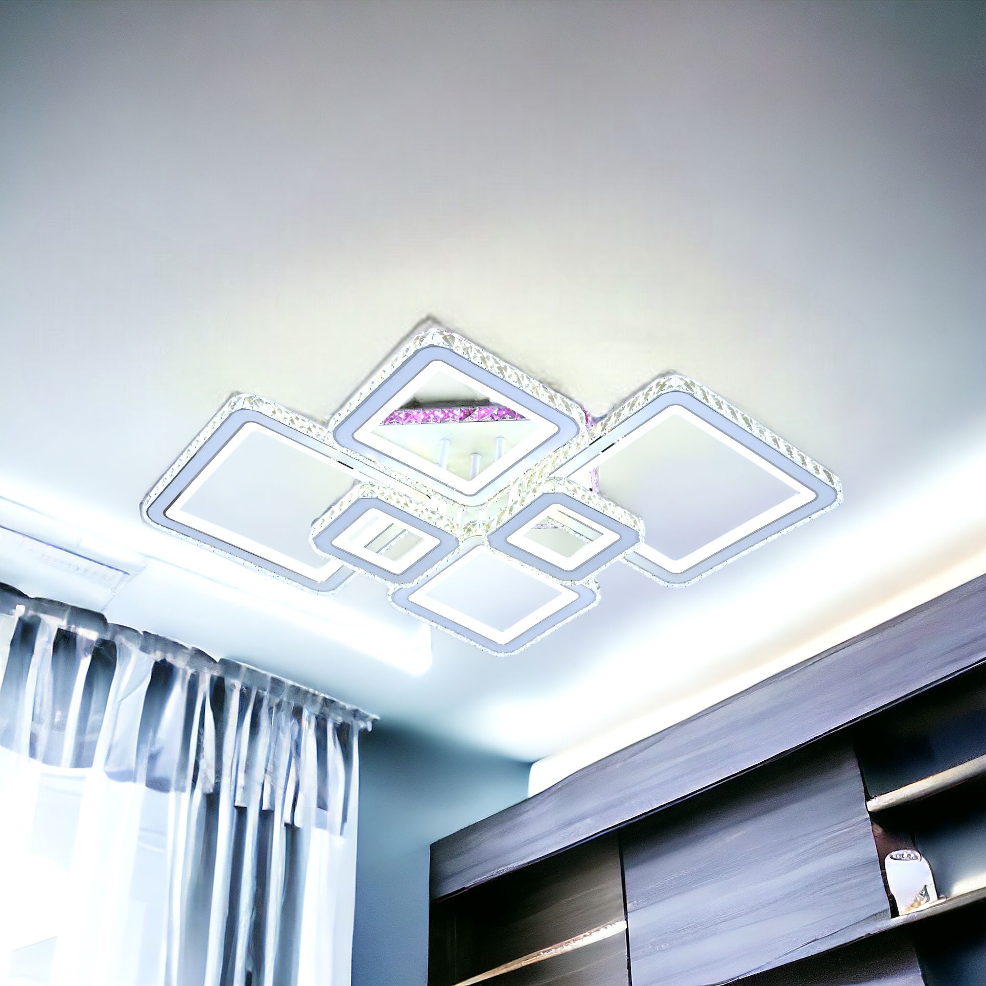 Lustra LED 4+2 DIAMOND RGB Alba Cristal Echivalent 1000W