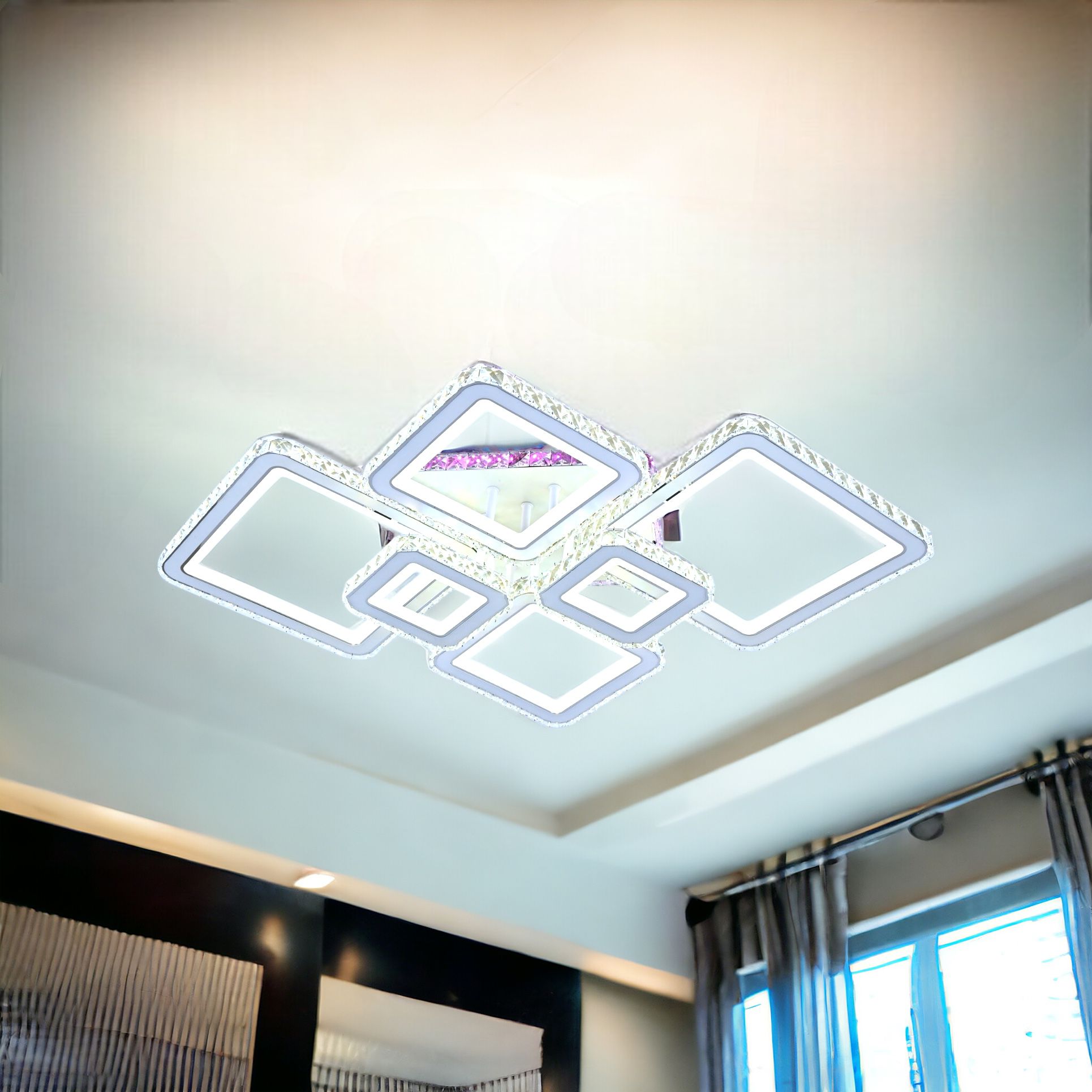 Lustra LED 4+2 DIAMOND RGB Alba Cristal Echivalent 1000W