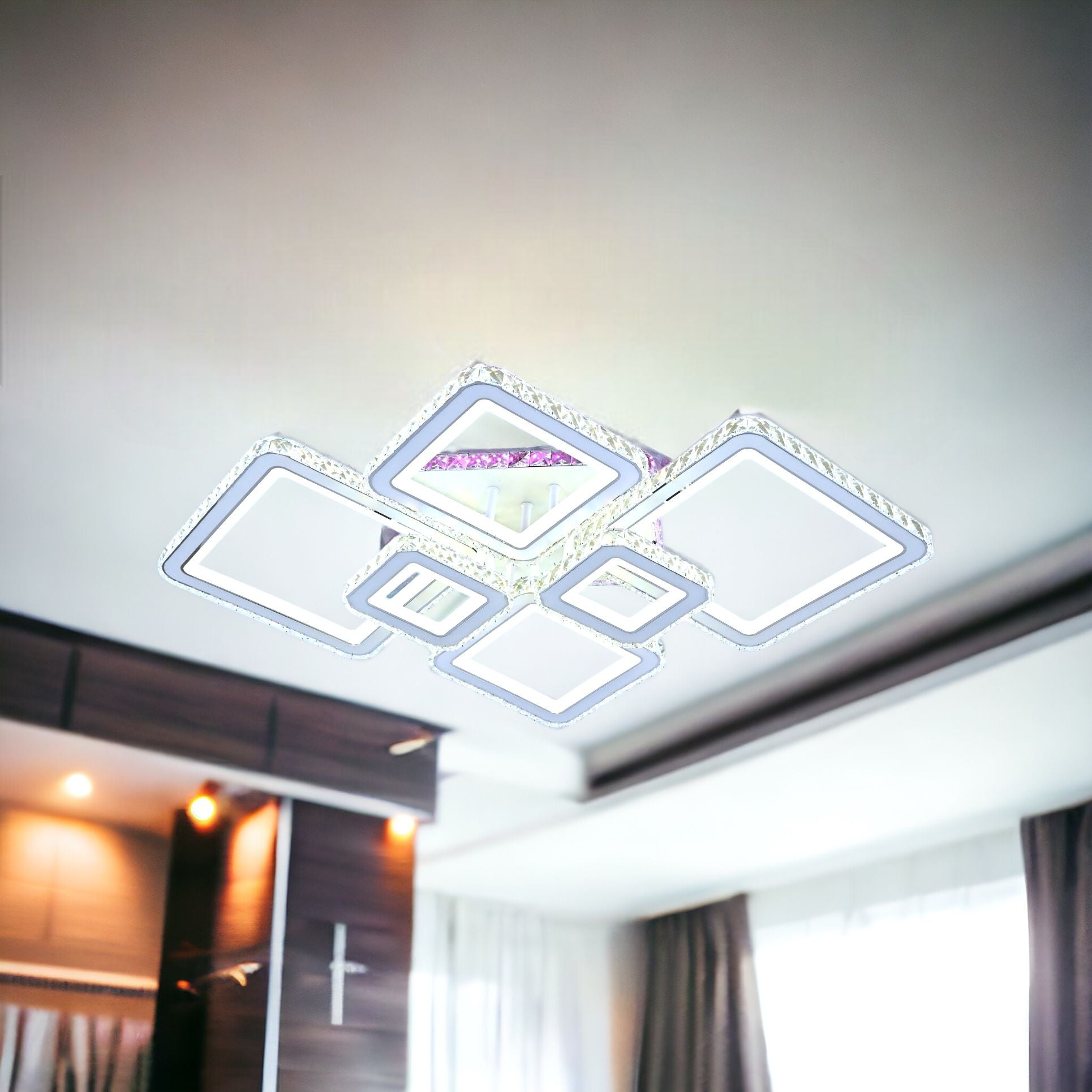 Lustra LED 4+2 DIAMOND RGB Alba Cristal Echivalent 1000W
