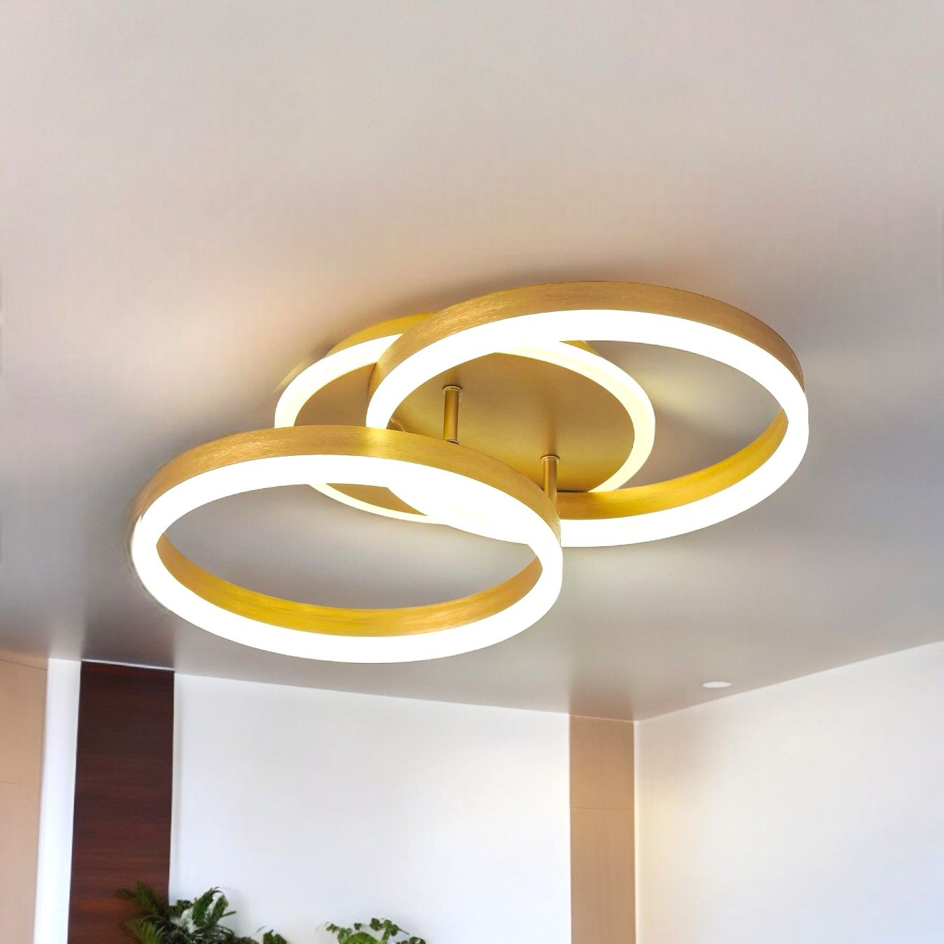 Lustra LED Beauty Gold 1+1 Circle Echivalent 400W Telecomanda