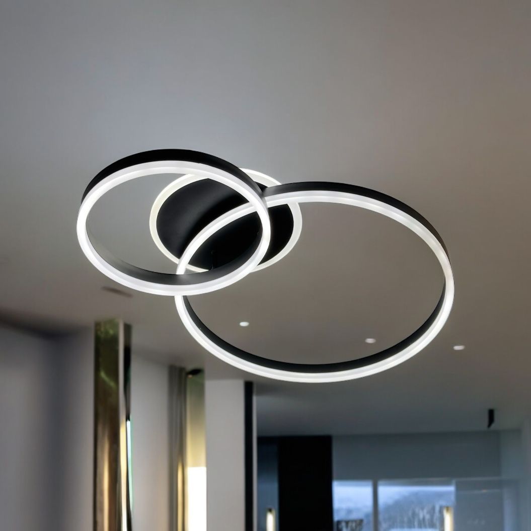 Lustra LED Beauty Black 2 BIG Circle Echivalent 600W Telecomanda