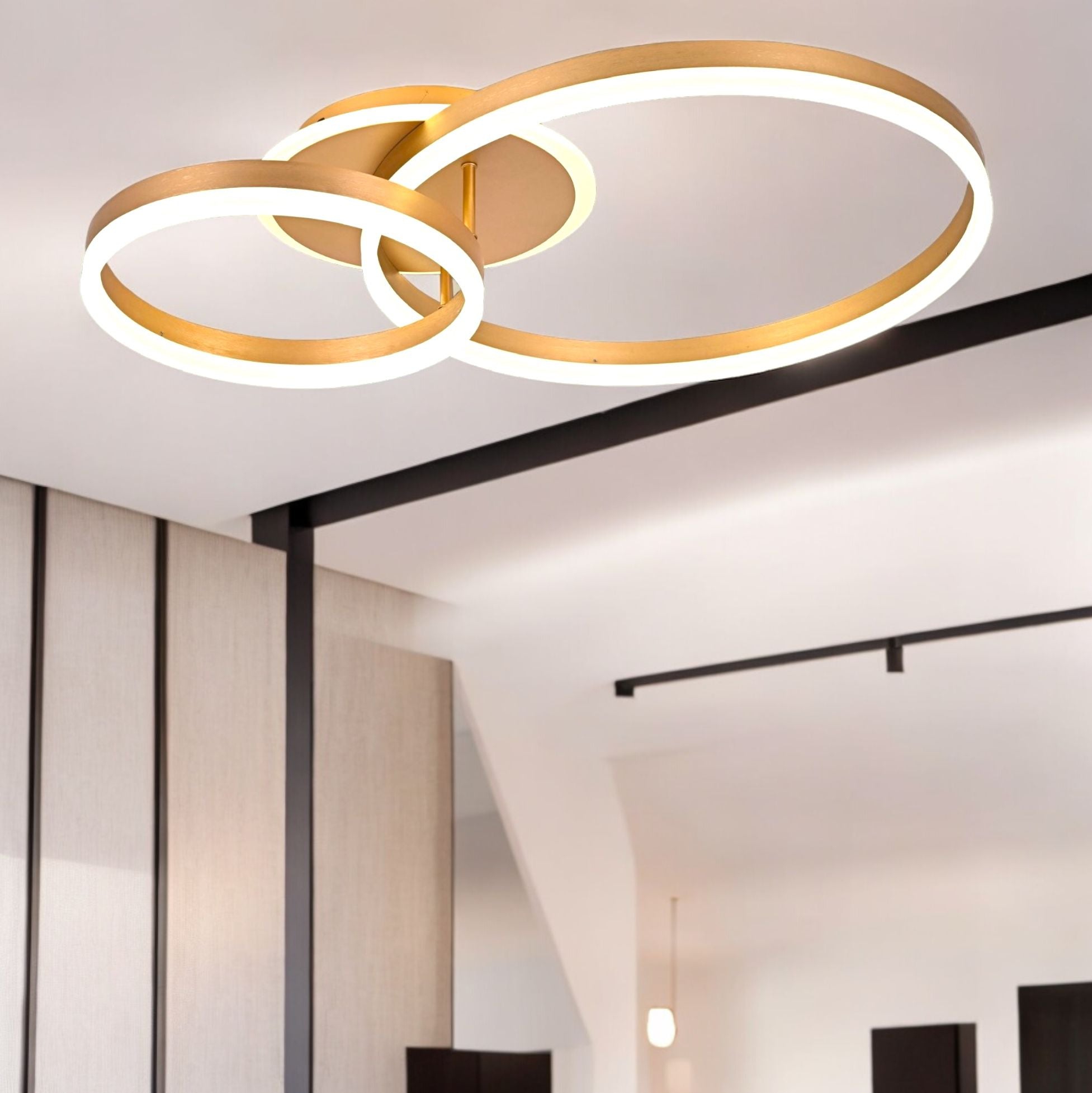 Lustra LED Beauty Gold 2 BIG Circle Echivalent 600W Telecomanda