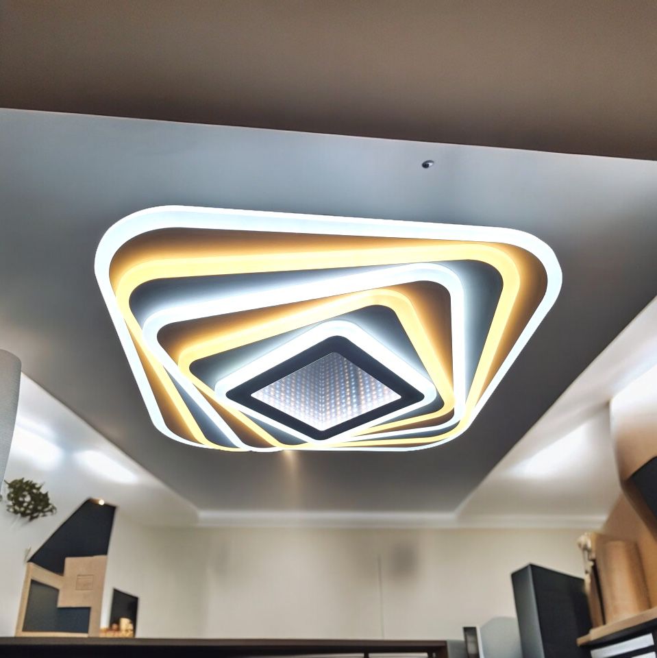 Lustra LED SQUARE 3D MIRROR Echivalent 800W Telecomanda