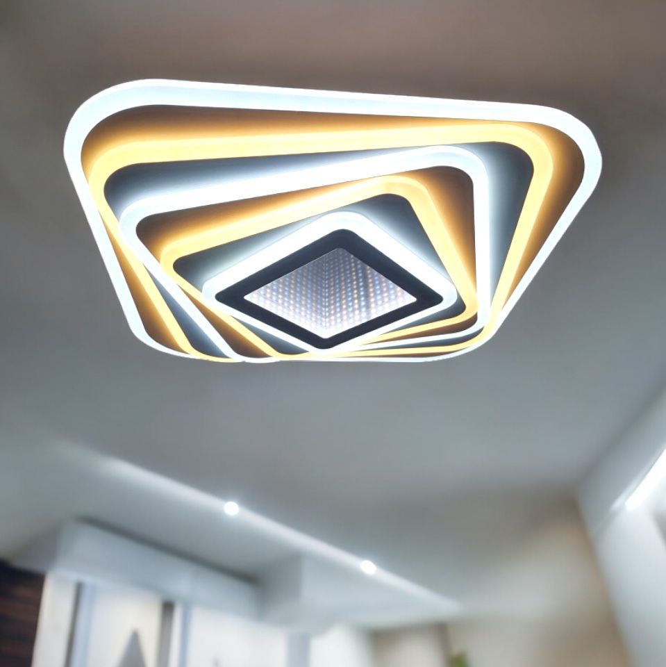 Lustra LED SQUARE 3D MIRROR Echivalent 800W Telecomanda