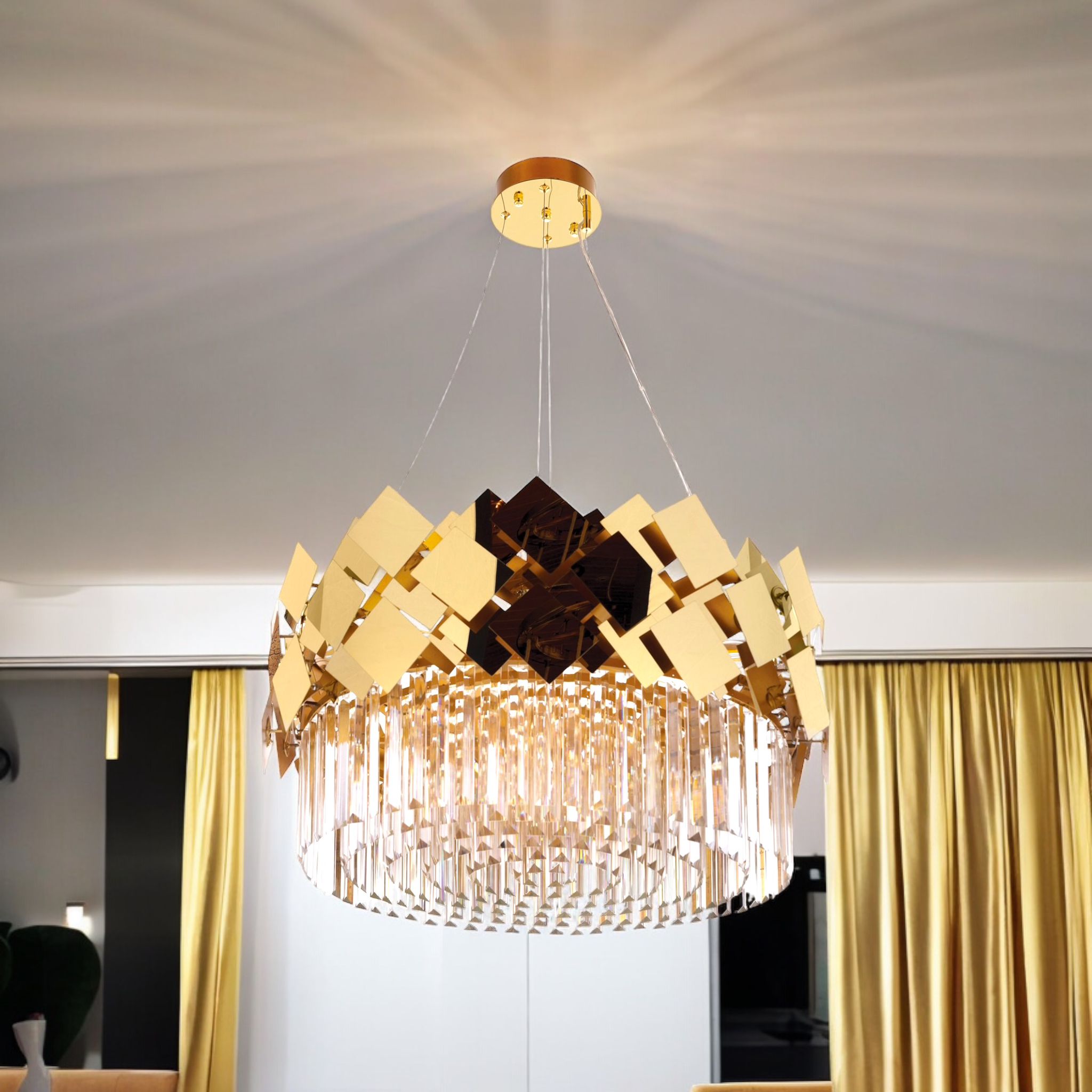 Candelabru Cristal Modern Troy Golden Chrome