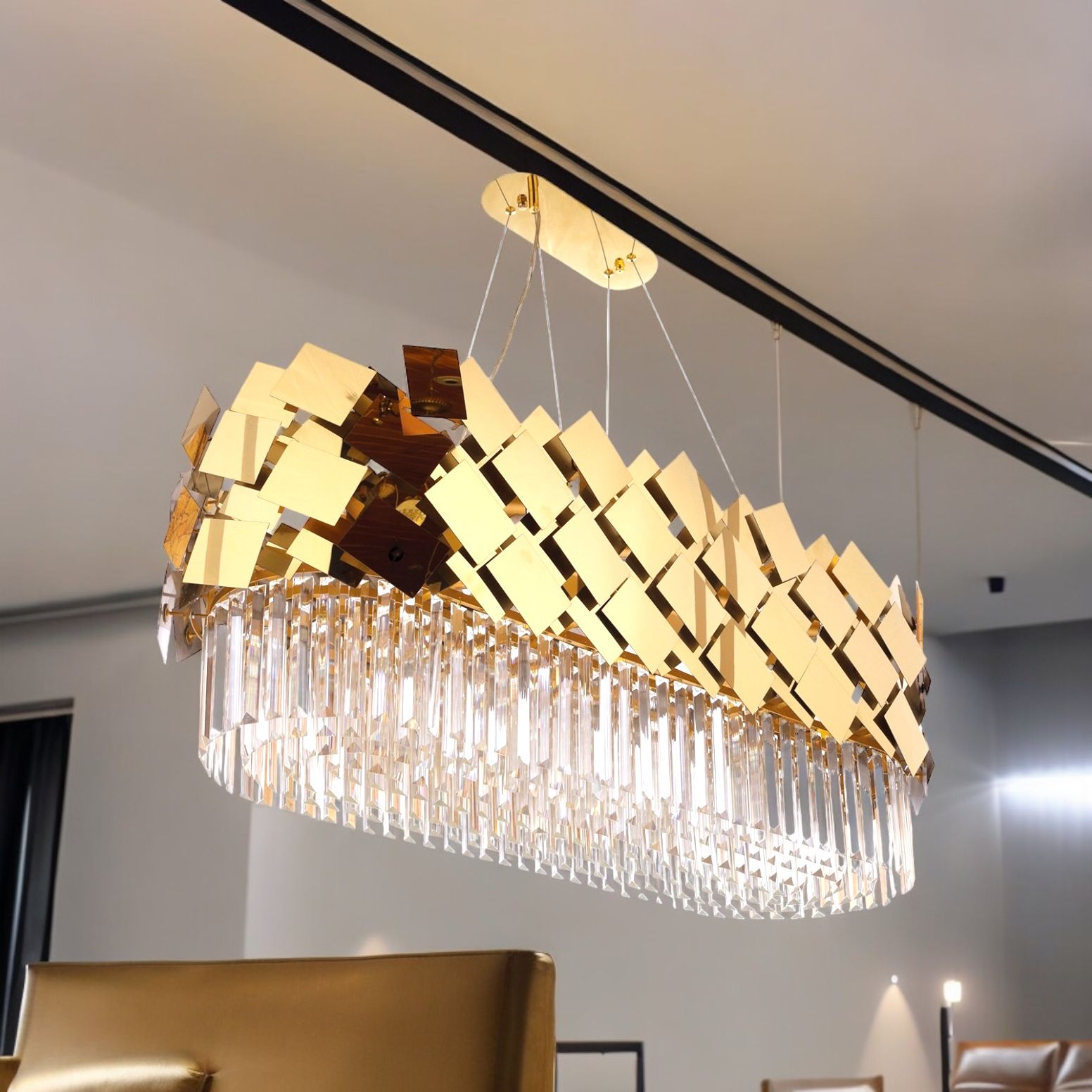 Candelabru Cristal Modern Troy 80x30cm Golden Chrome