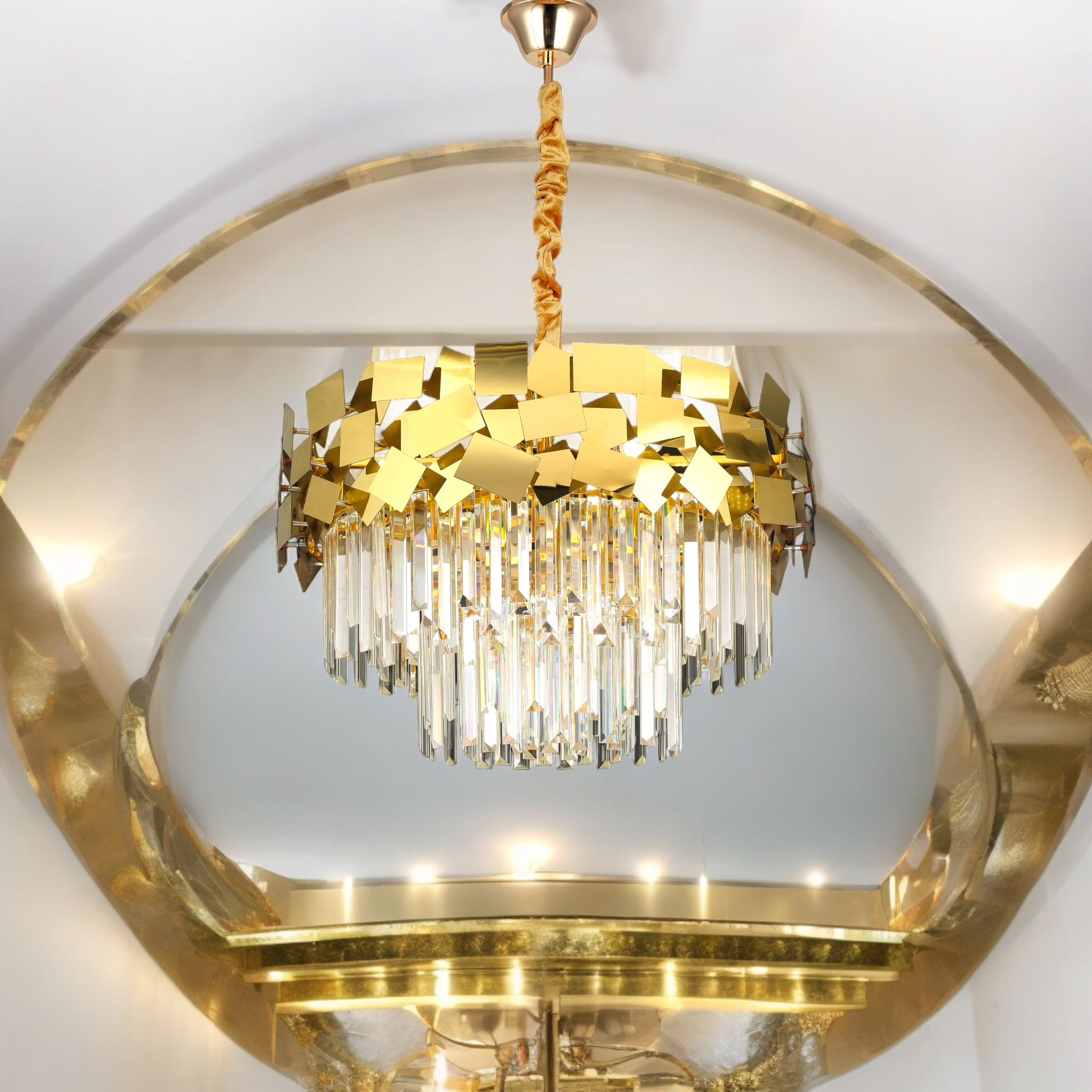 Candelabru Cristal Modern Troy Golden Chrome