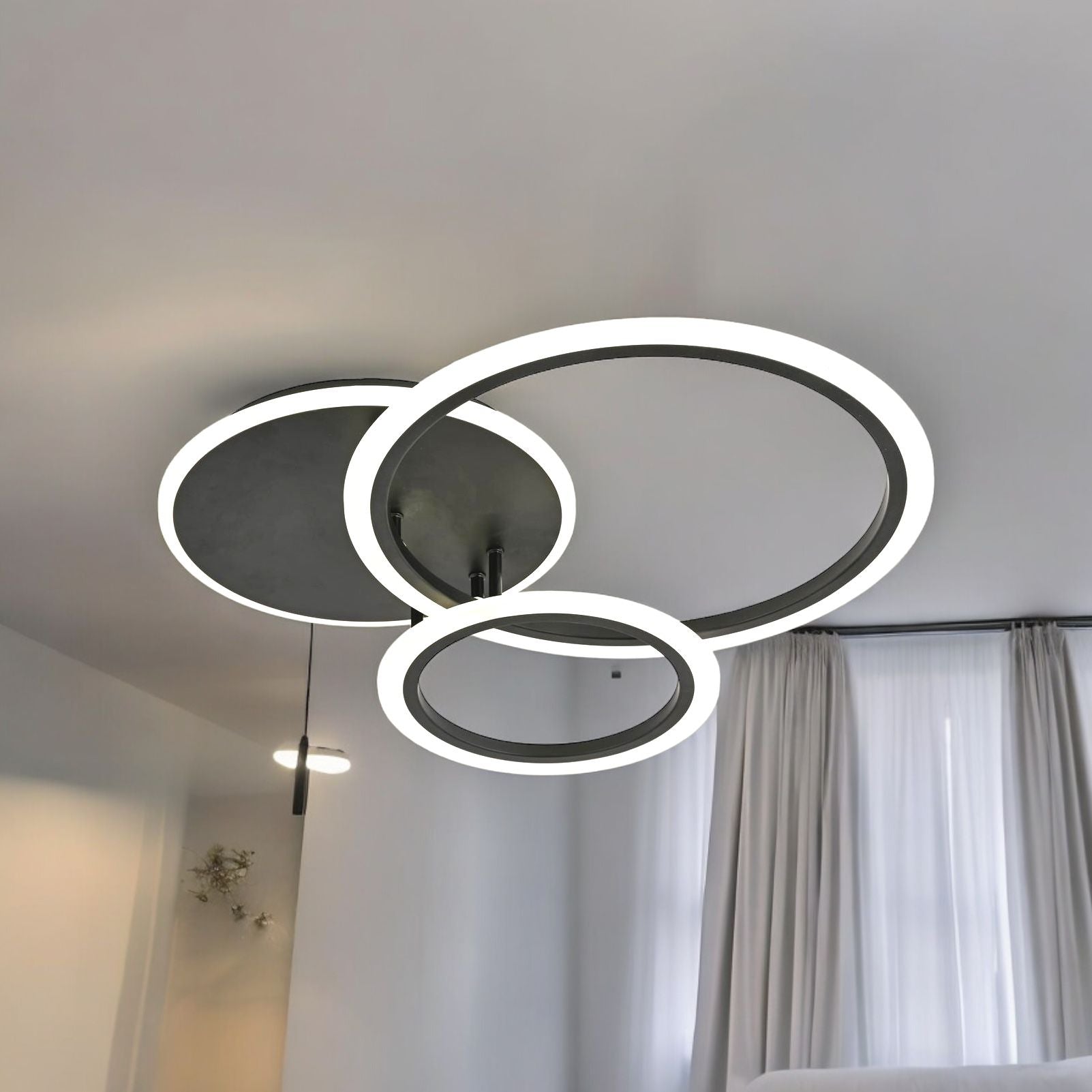 Lustra LED TWO BLACK CIRCLE Design Telecomanda Echivalent 400W