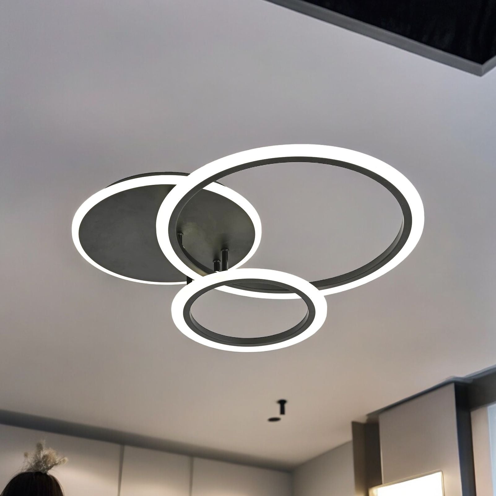 Lustra LED TWO BLACK CIRCLE Design Telecomanda Echivalent 400W