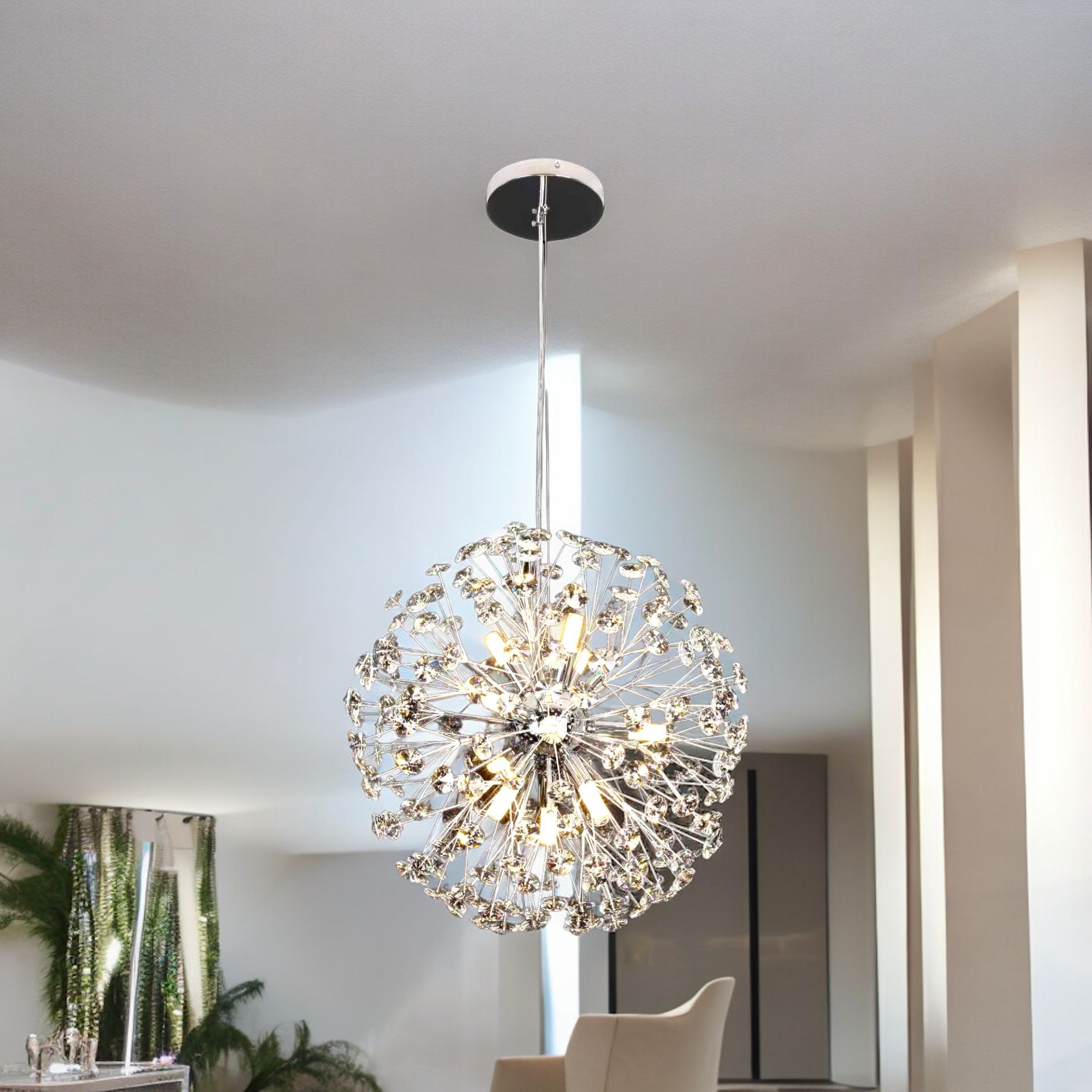 Lustra Suspendata Crystal Dandelion Silver