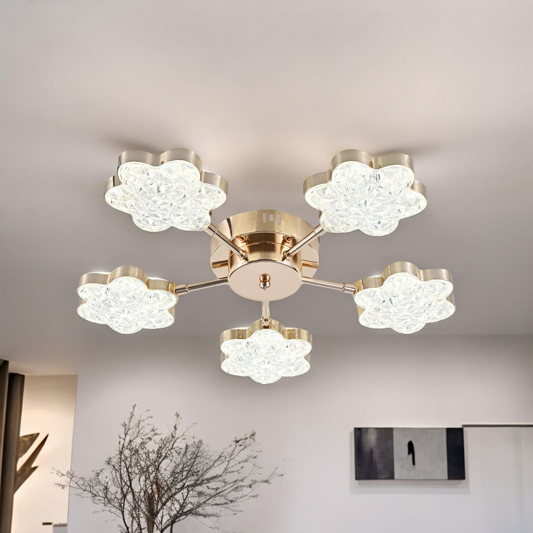 Lustra LED Golden Flowers Echivalent 400W