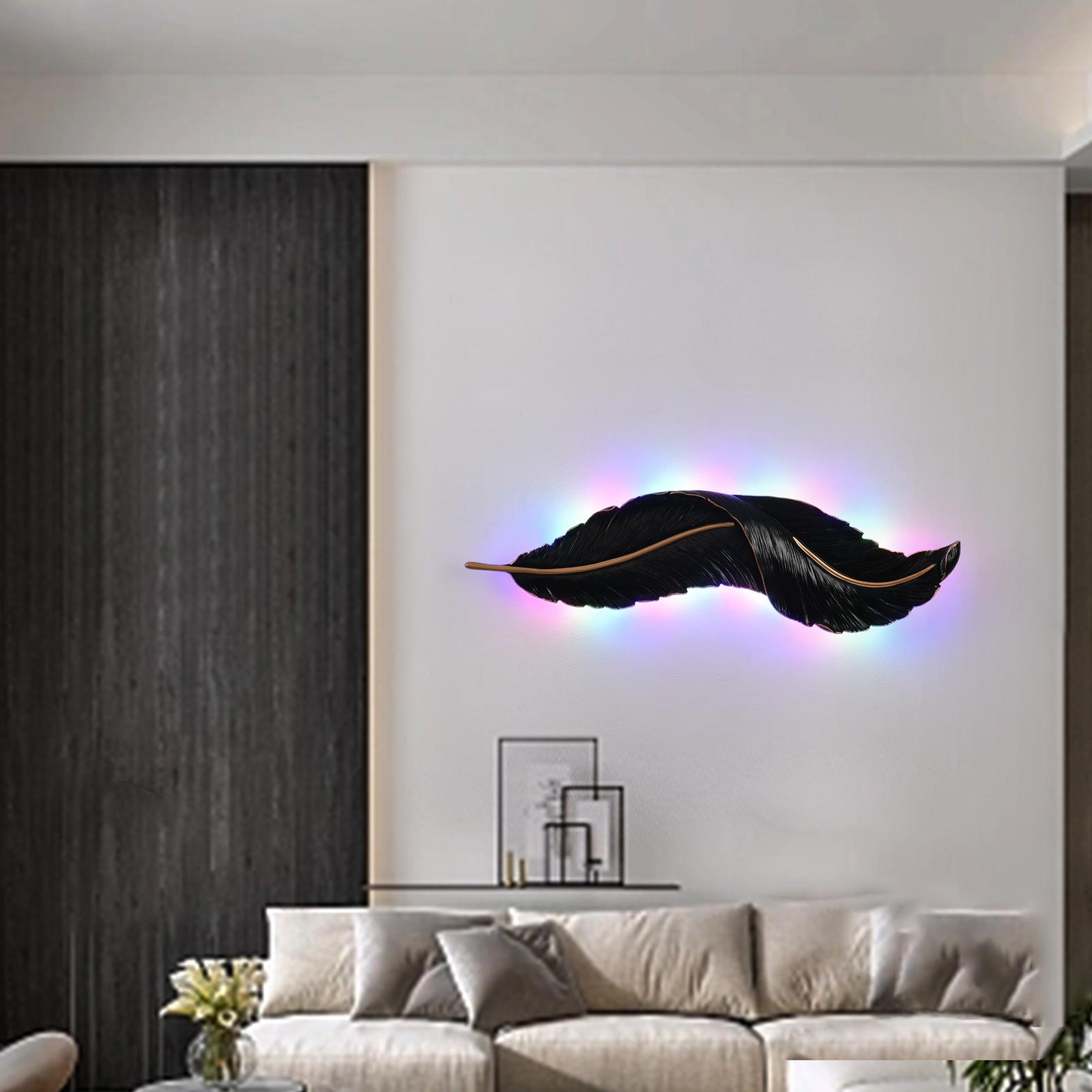 Aplica Led Black Luxury Feather 25W 63Cm Wall Light Fixtures