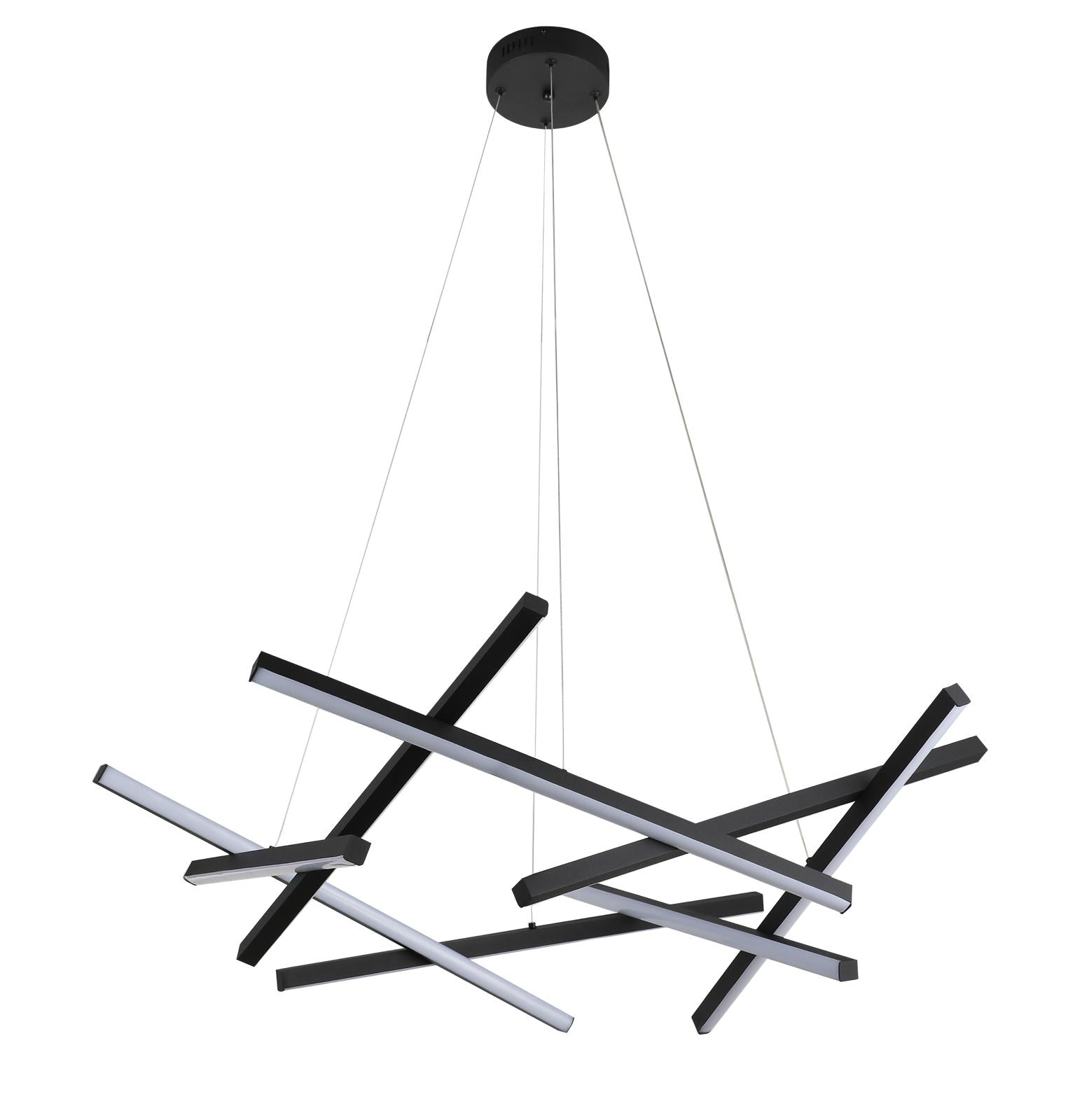 Lustra LED Suspendata LINNES Black Telecomanda Echivalent 500W