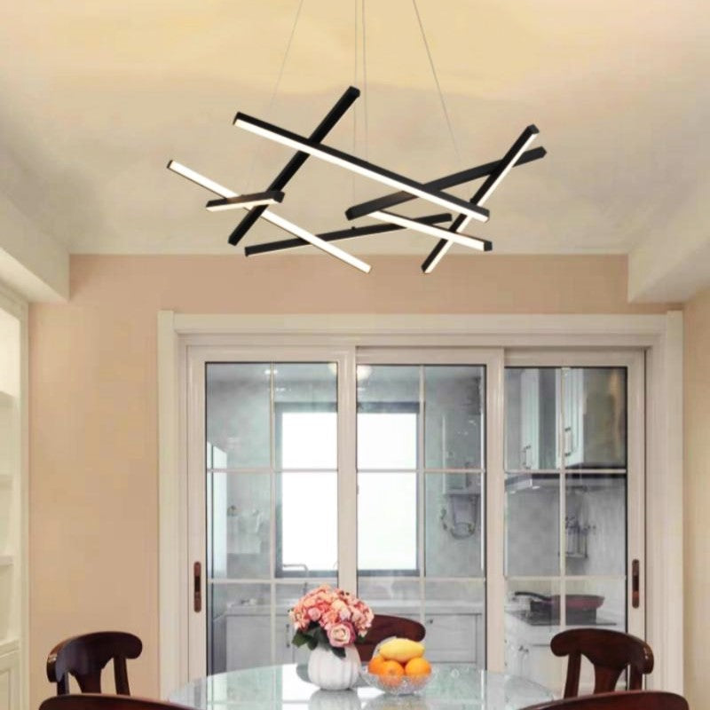 Lustra LED Suspendata LINNES Black Telecomanda Echivalent 500W