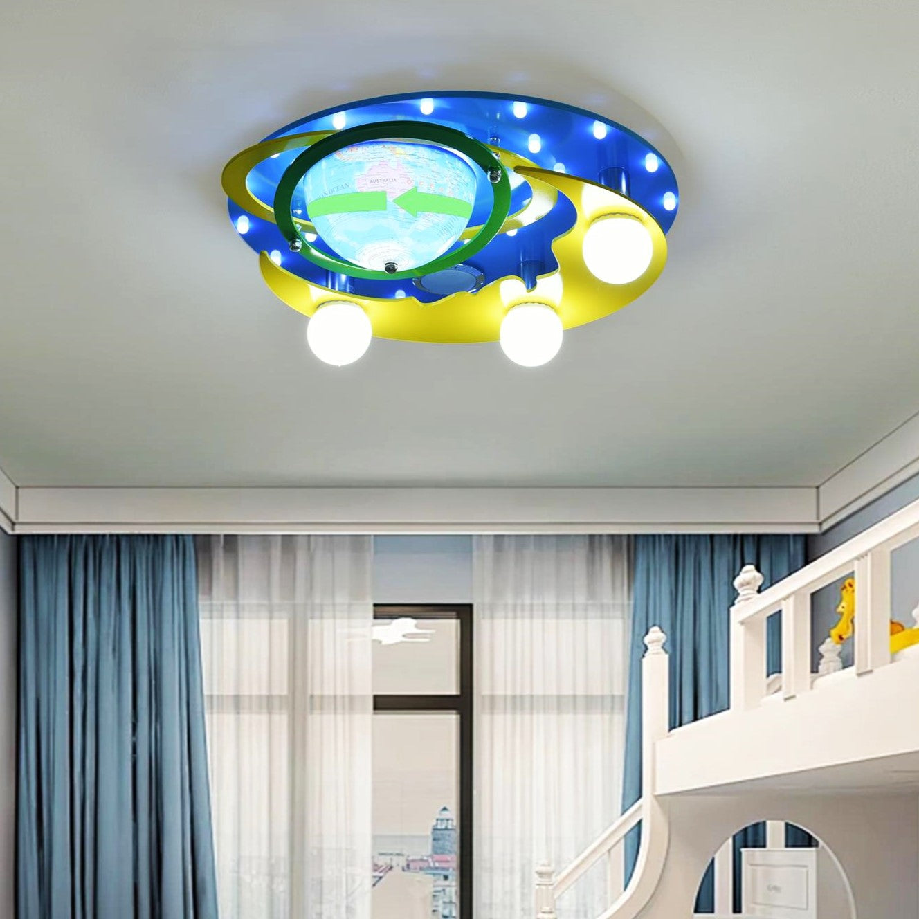 Lustra Led 50W Earth Blue Cu Boxa Si Bluetooth Lighting Fixtures