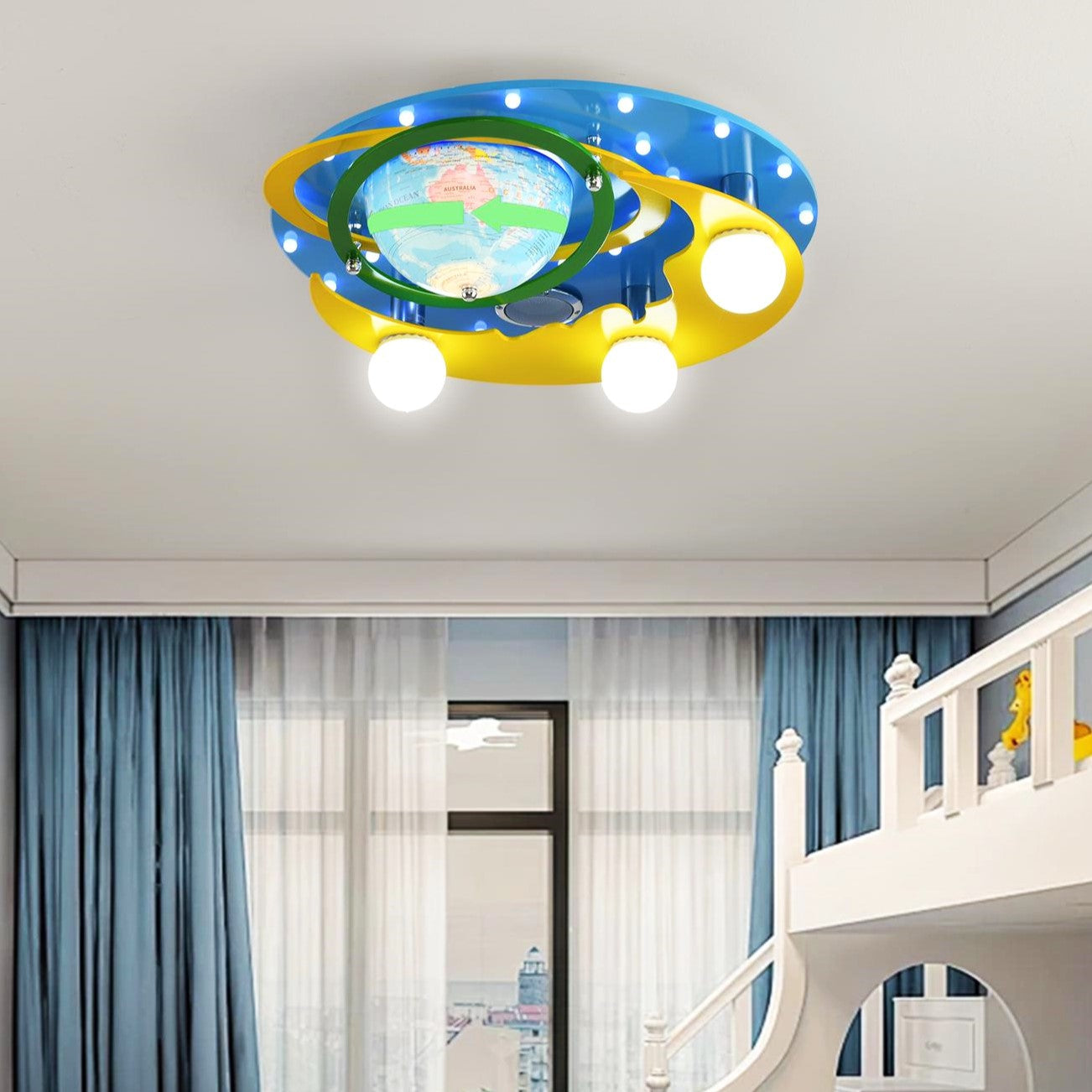 Lustra LED 50W EARTH Blue cu Boxa si Bluetooth