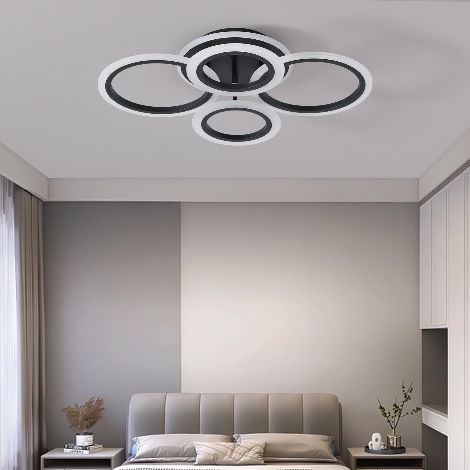 Lustra LED 4 Circle RGB BLACK Echivalent 500W Telecomanda