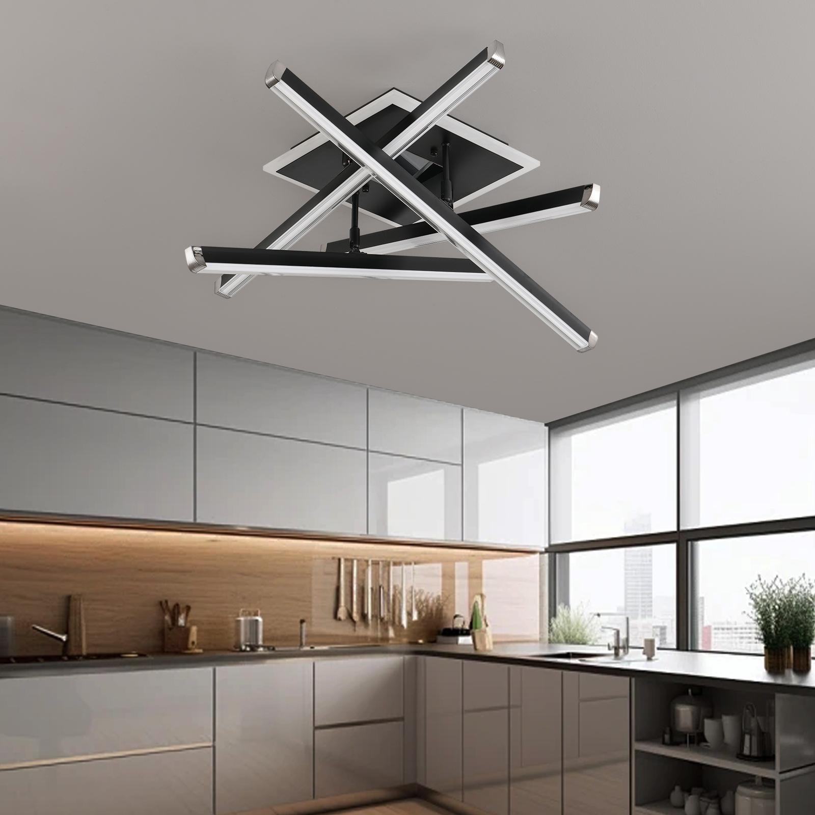 Lustra LED 4 LINES BLACK Reglabila Echivalent 500W Telecomanda